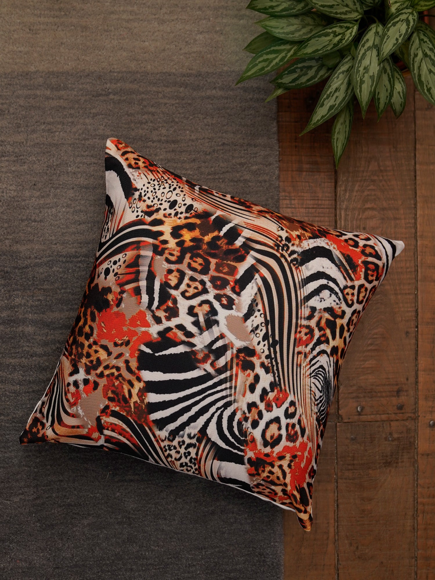 Cushion Cover Polycanvas Animal Print Multi - 16" X 16"