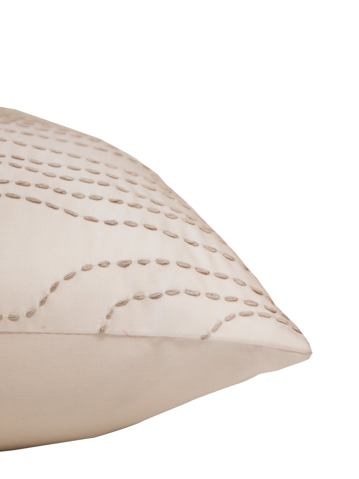 Cushion Cover 100% Cotton 520TC Hand Embroidered White - 16X16