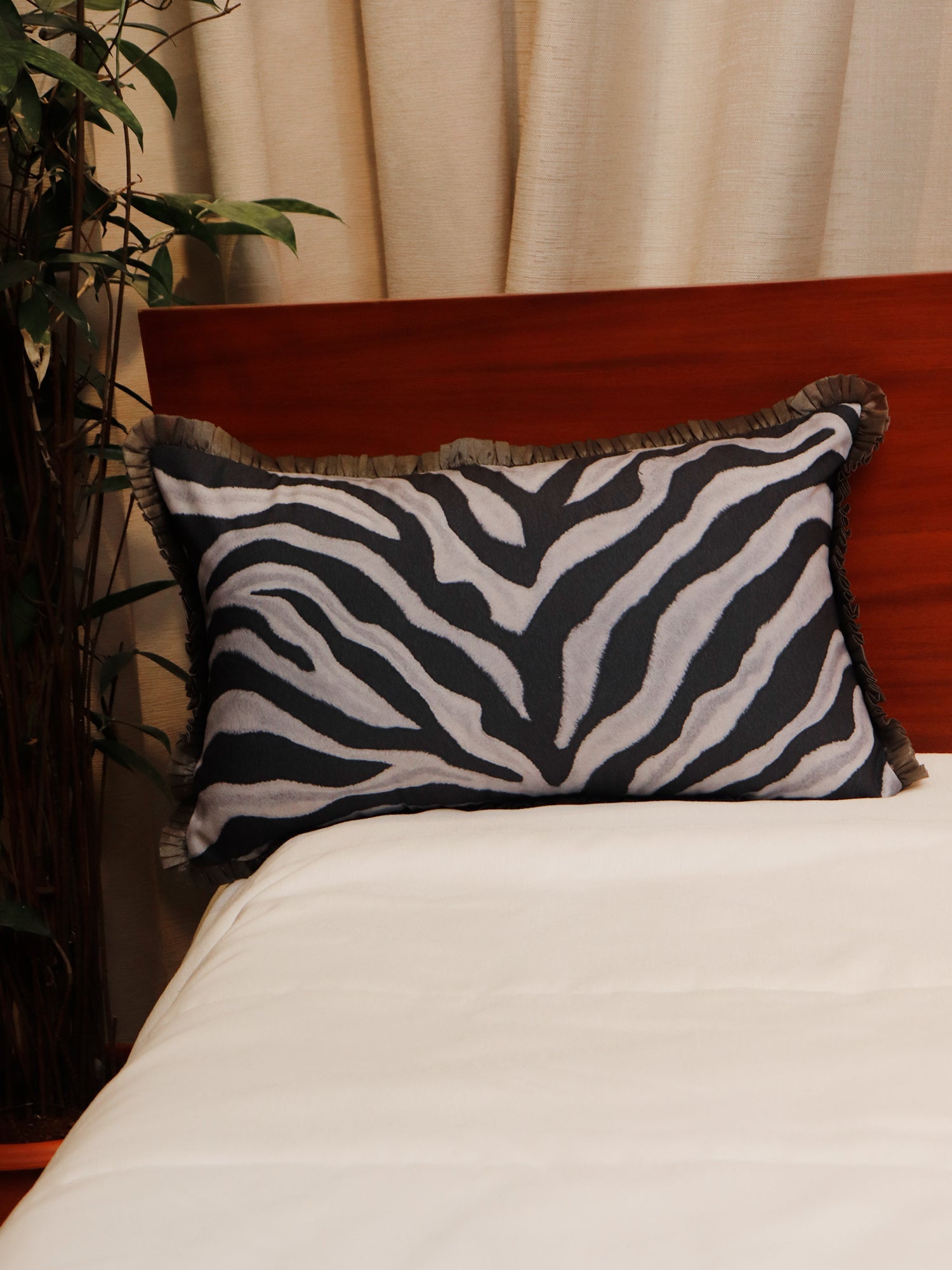 Cushion Cover Poly Canvas Animal Print Grey - 12X20