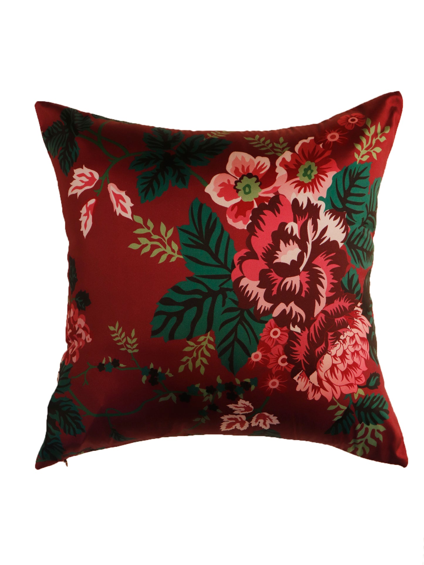 Printed Cushion Cover Polyster Maroon Green - 16"x16"