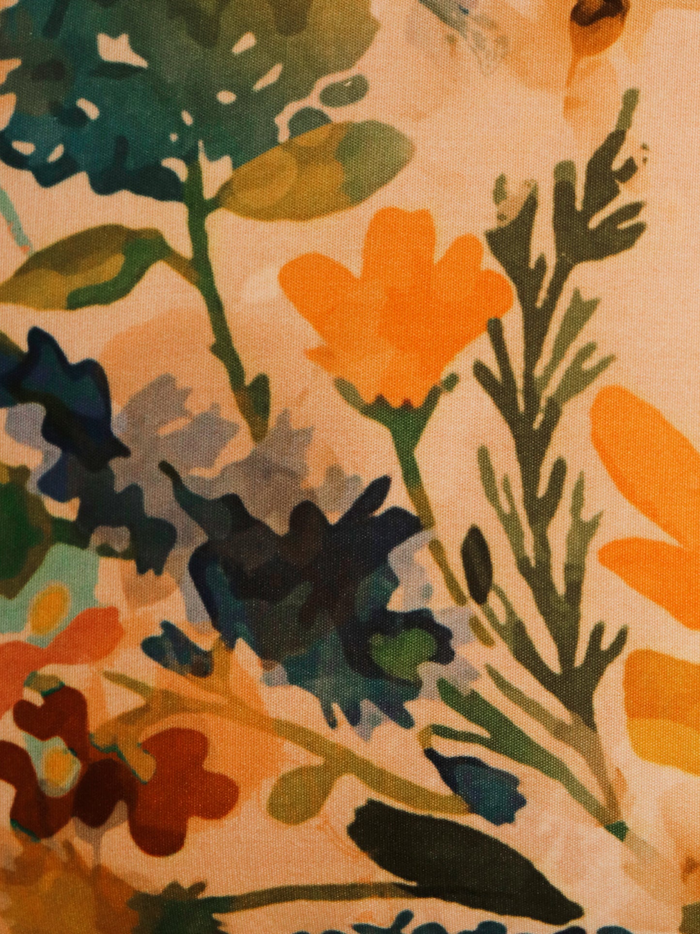 Cushion Cover Printed Poly Canvas Watercolor Florals Beige - 16"x16"