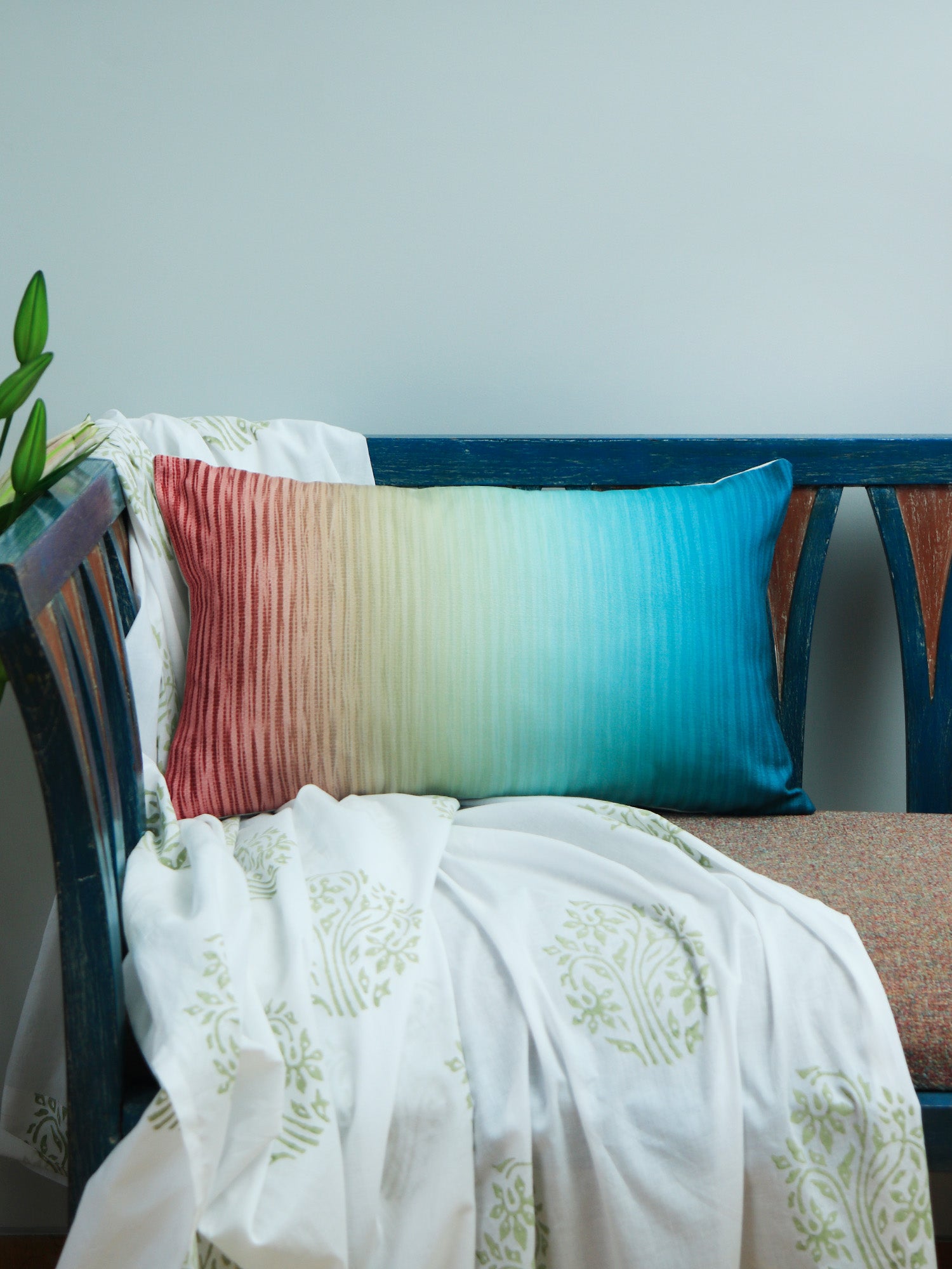 Printed Cushion Rainbow Stripes Cover Digital print Multi - 12" x 20"