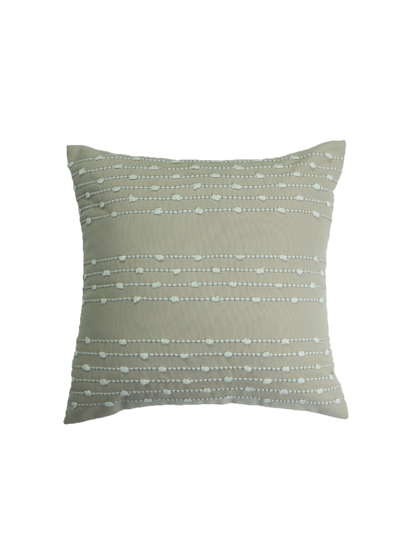 Hand embroidered Cushion Cover Beige - 16" X 16"