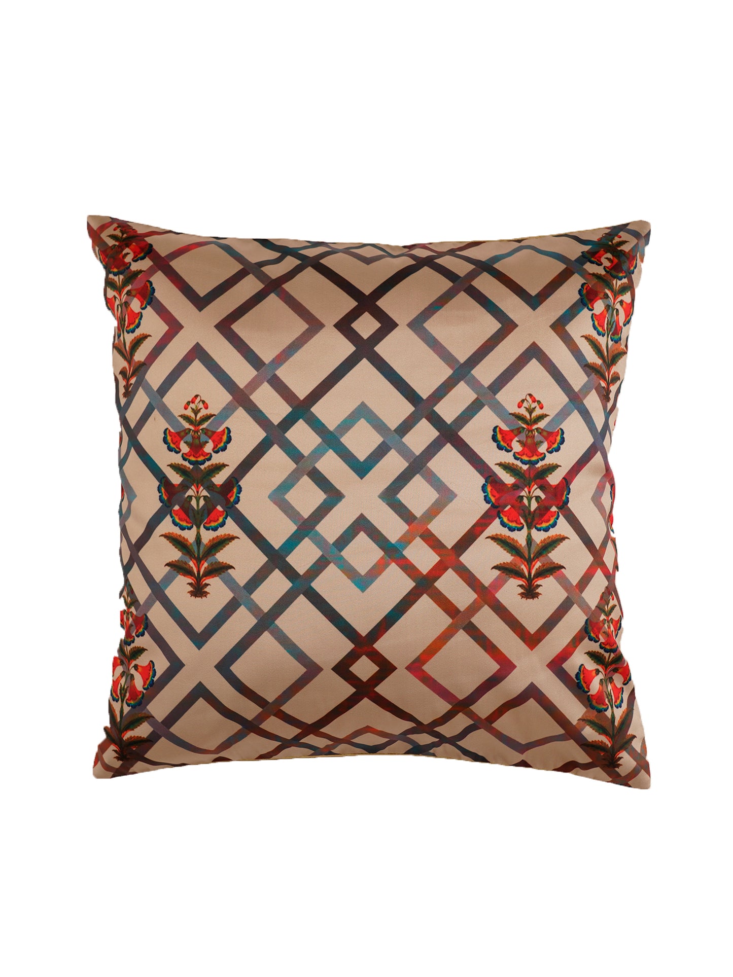 Cushion Covers Set of 3 Polycanvas Printed Geo Floral Multi- 16" X 16"