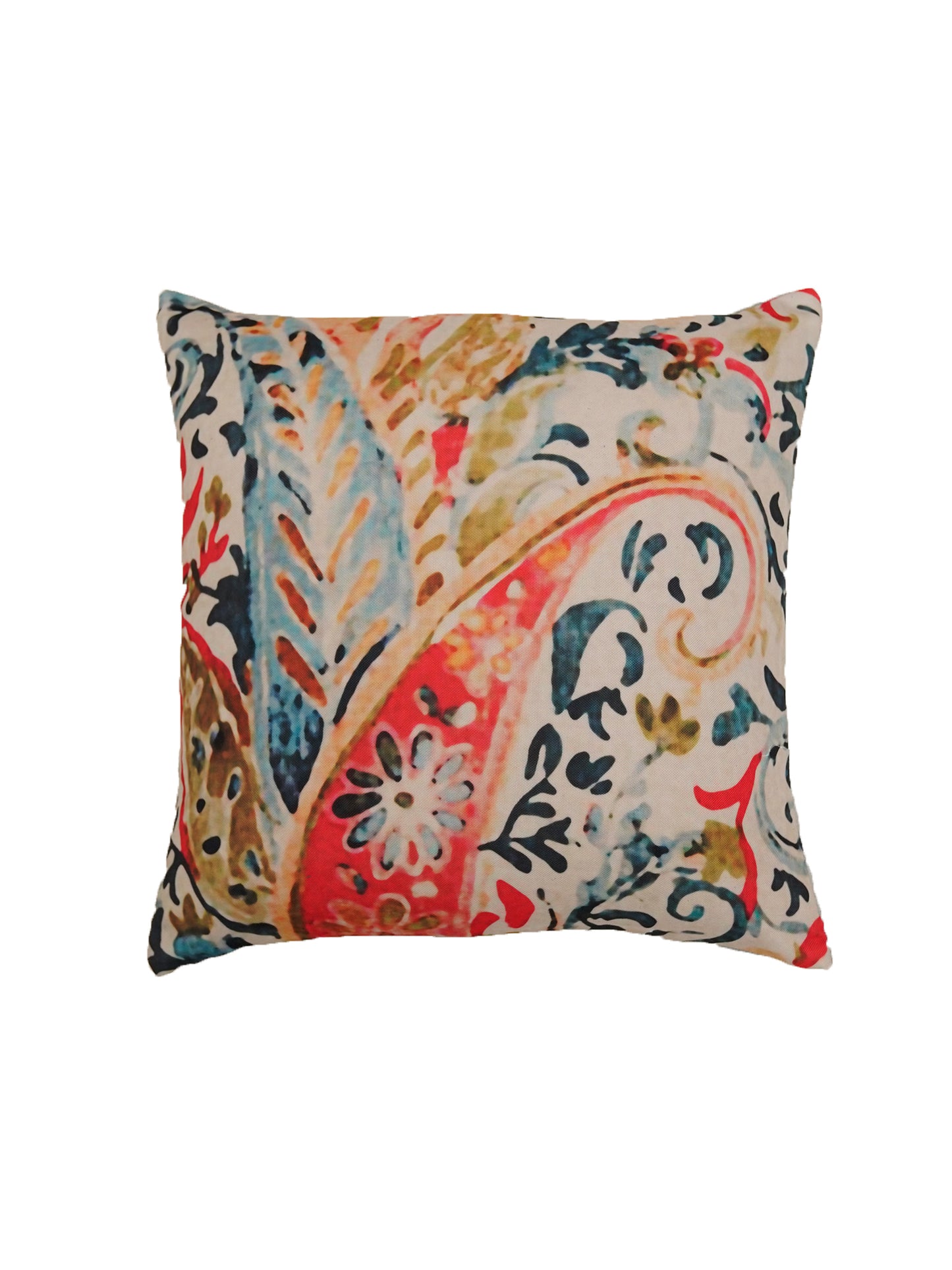 Cushion Covers Set of 3 Polycanvas Printed Paisley Multi- 16" X 16"