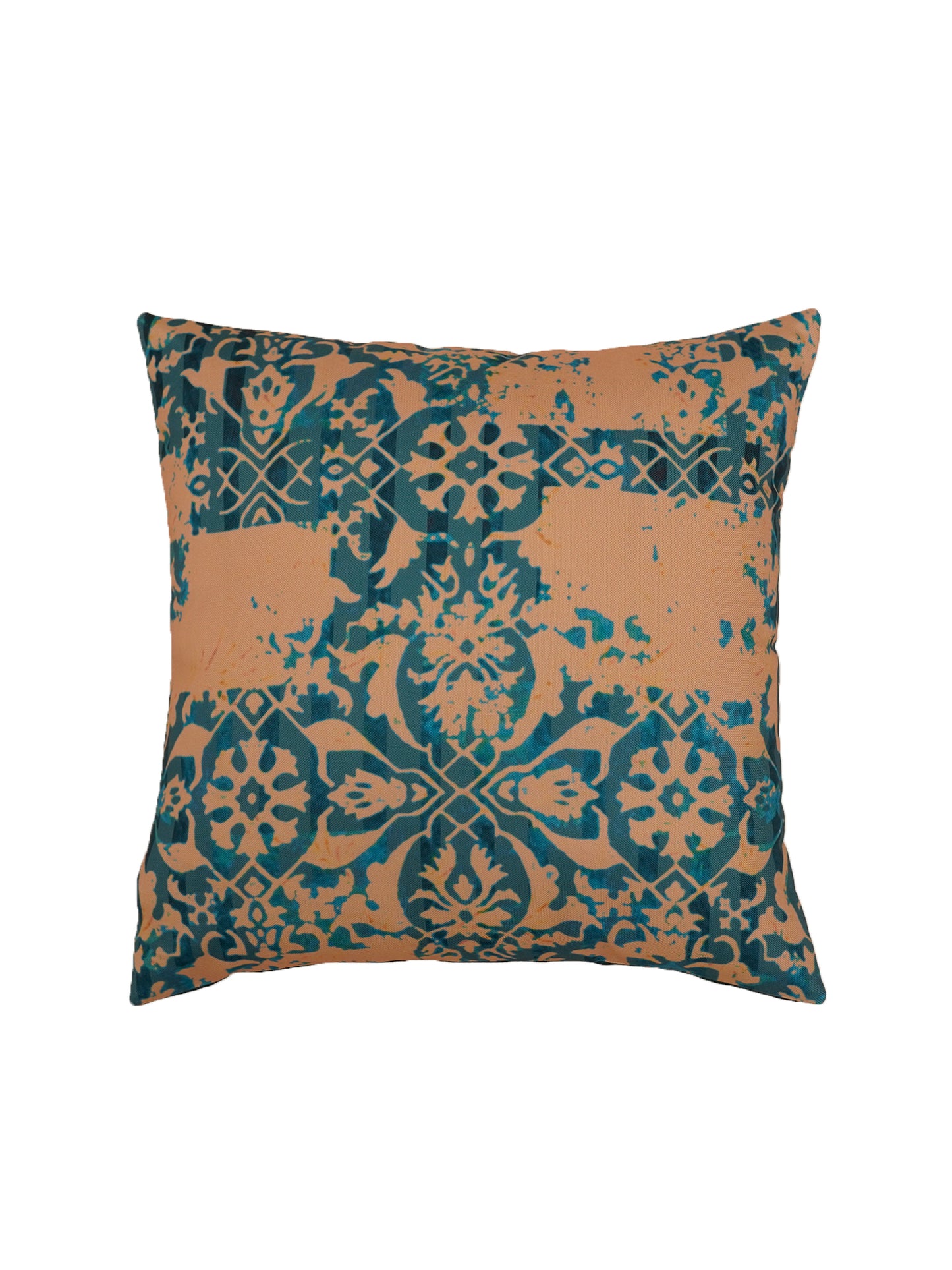 Cushion Covers Set Of 3 Polycanvas Printed Bandhani Painted Motifs Multi- 16" X 16"