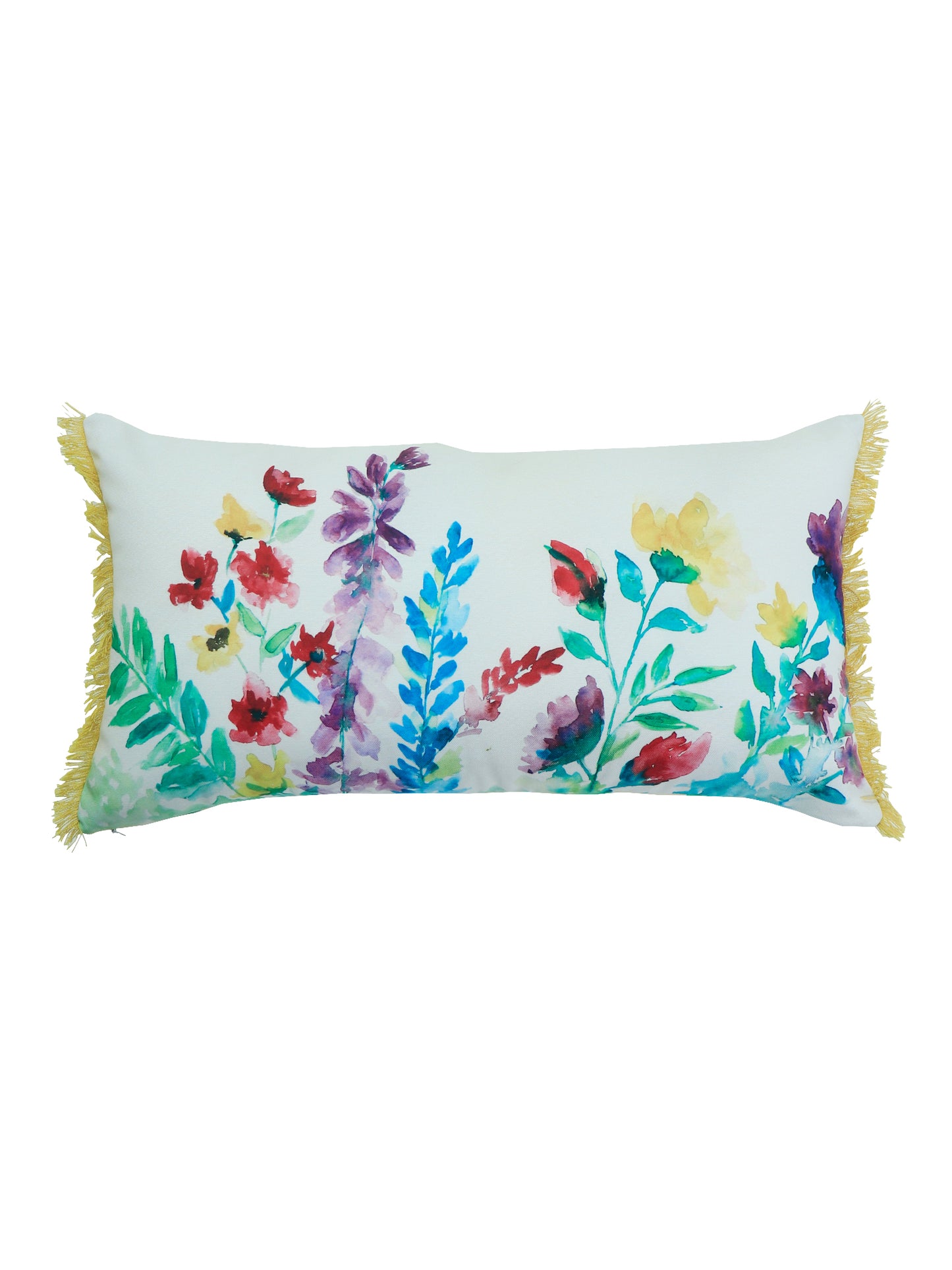 Cushion Cover Poly Canvas Digital print With Frayed Edges Multi - 12"X22"
