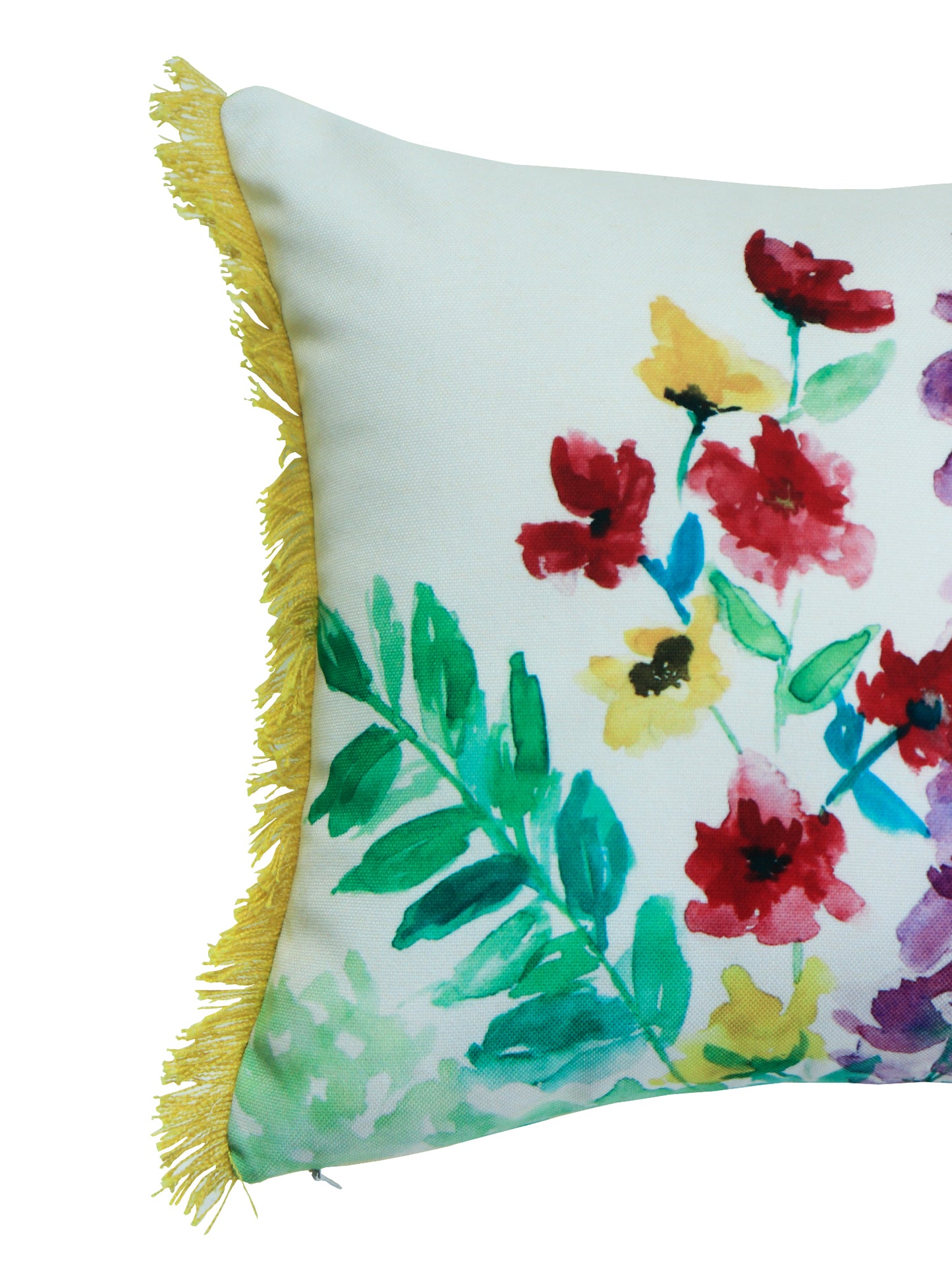 Cushion Cover Poly Canvas Digital print With Frayed Edges Multi - 12"X22"