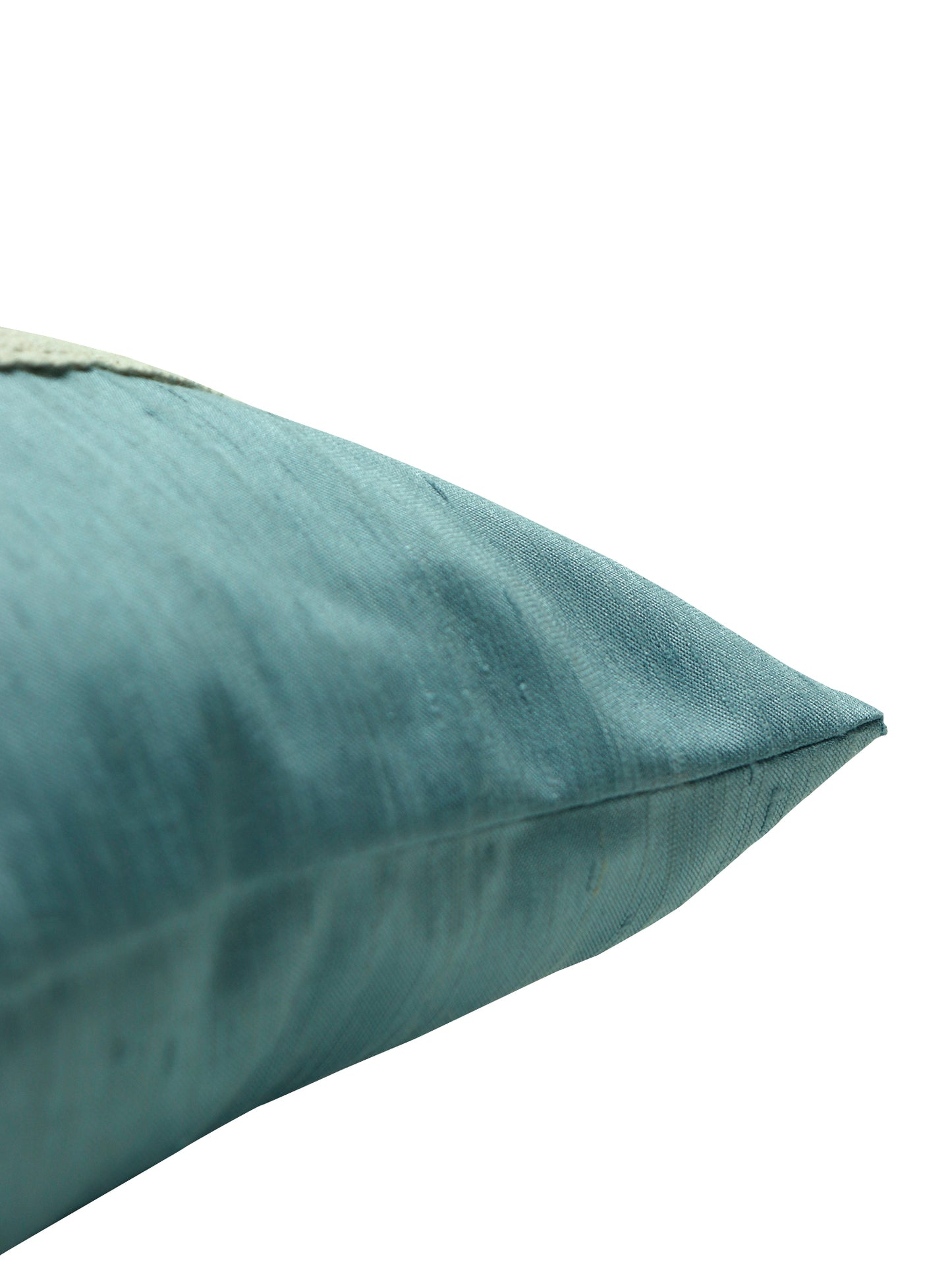 Technique Cushion Cover Polyester Patchwork with Pintuck and Embroidery Aqua Beige - 12" X 20"