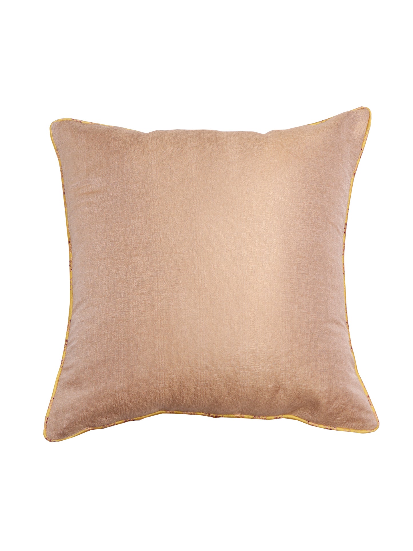 Co-ordinated Cushion Cover Set of 5 Cotton Blend Self Textured Brocade Yellow/Gold - 16" X 16"