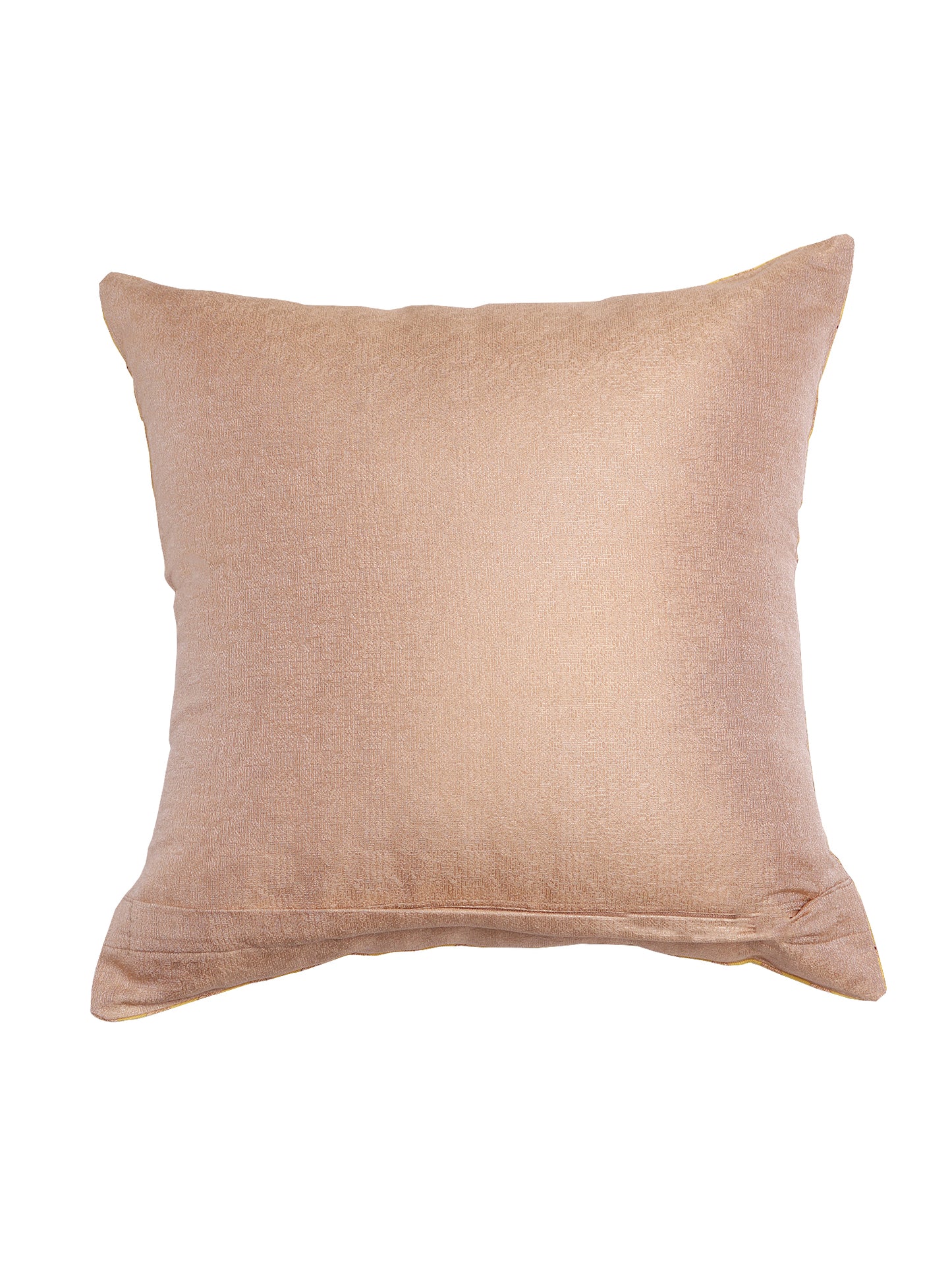 Co-ordinated Cushion Cover Set of 5 Cotton Blend Self Textured Brocade Yellow/Gold - 16" X 16"