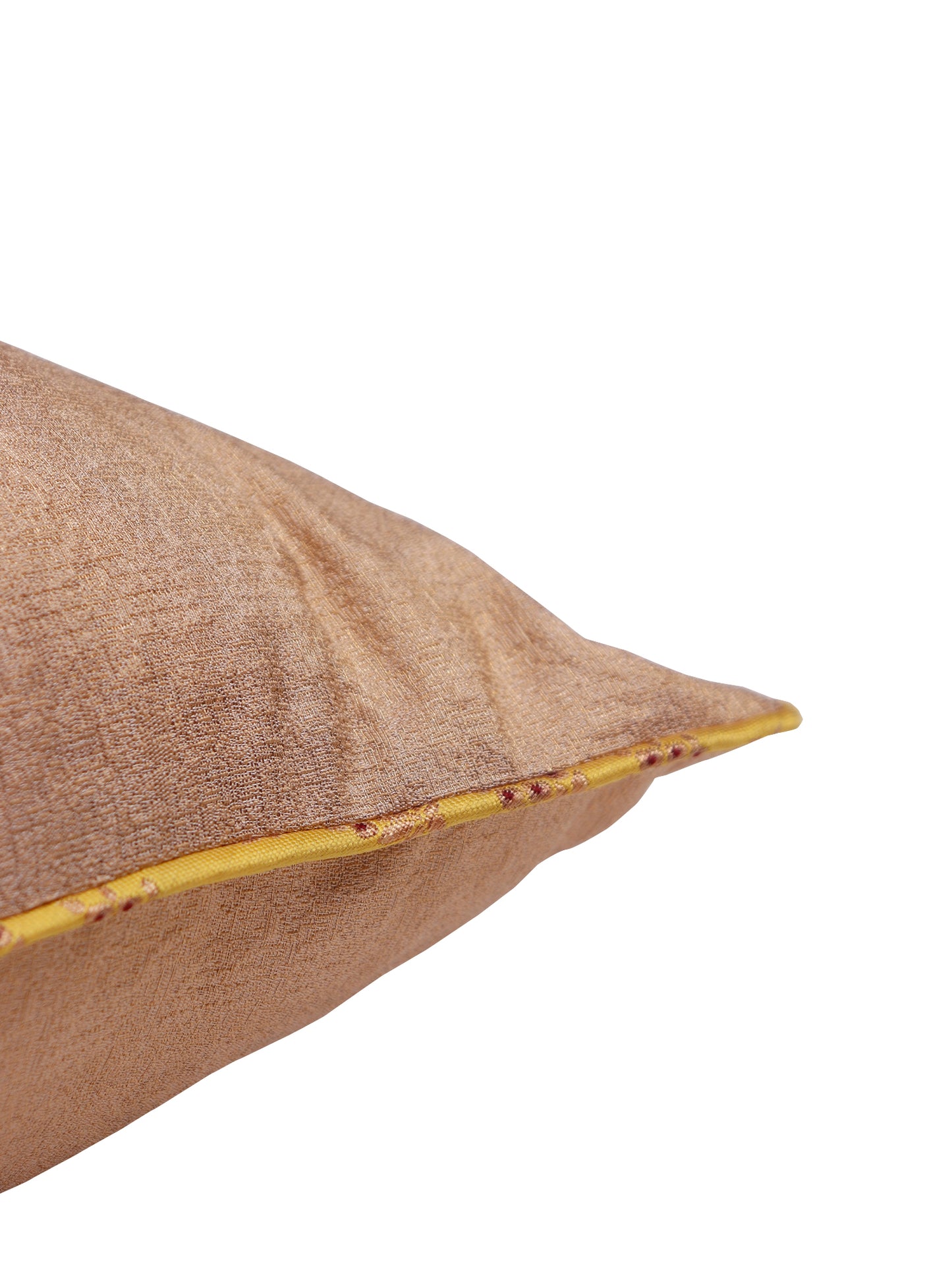 Co-ordinated Cushion Cover Set of 5 Cotton Blend Self Textured Brocade Yellow/Gold - 16" X 16"