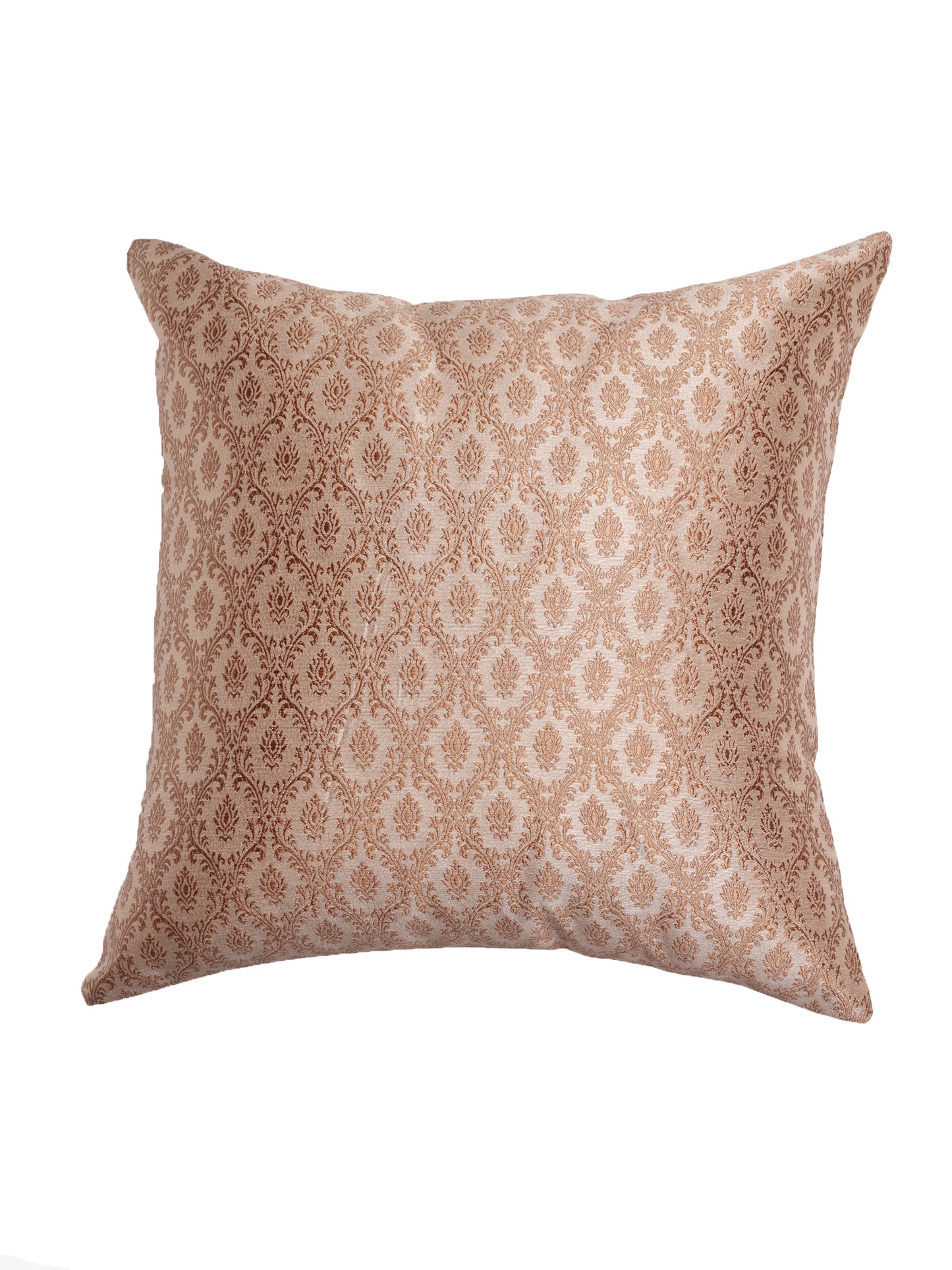 Co-ordinated Cushion Cover Set of 5 Cotton Blend Self Textured Brocade Orange/Musterd - 16" X 16"
