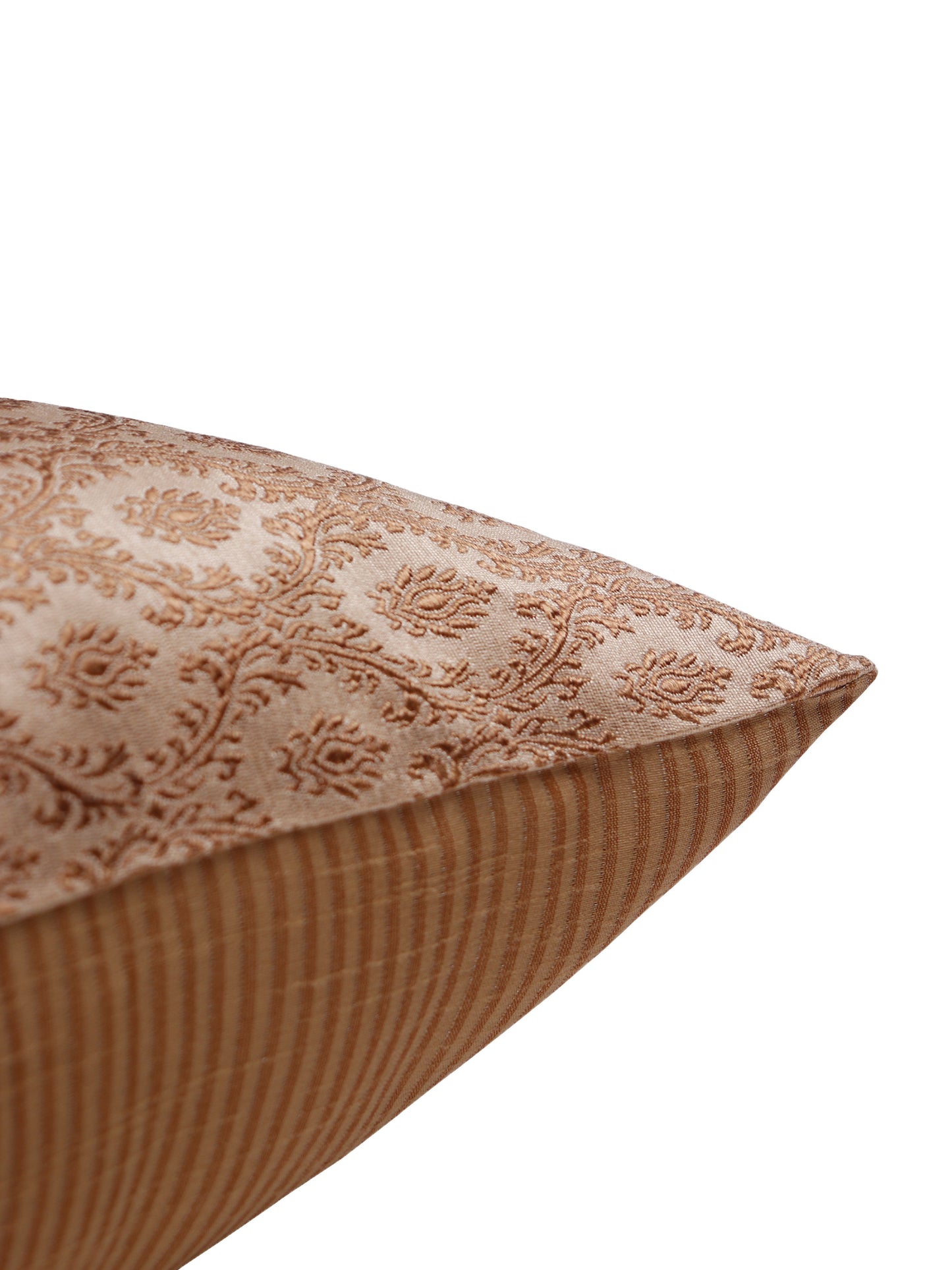 Co-ordinated Cushion Cover Set of 5 Cotton Blend Self Textured Brocade Orange/Musterd - 16" X 16"