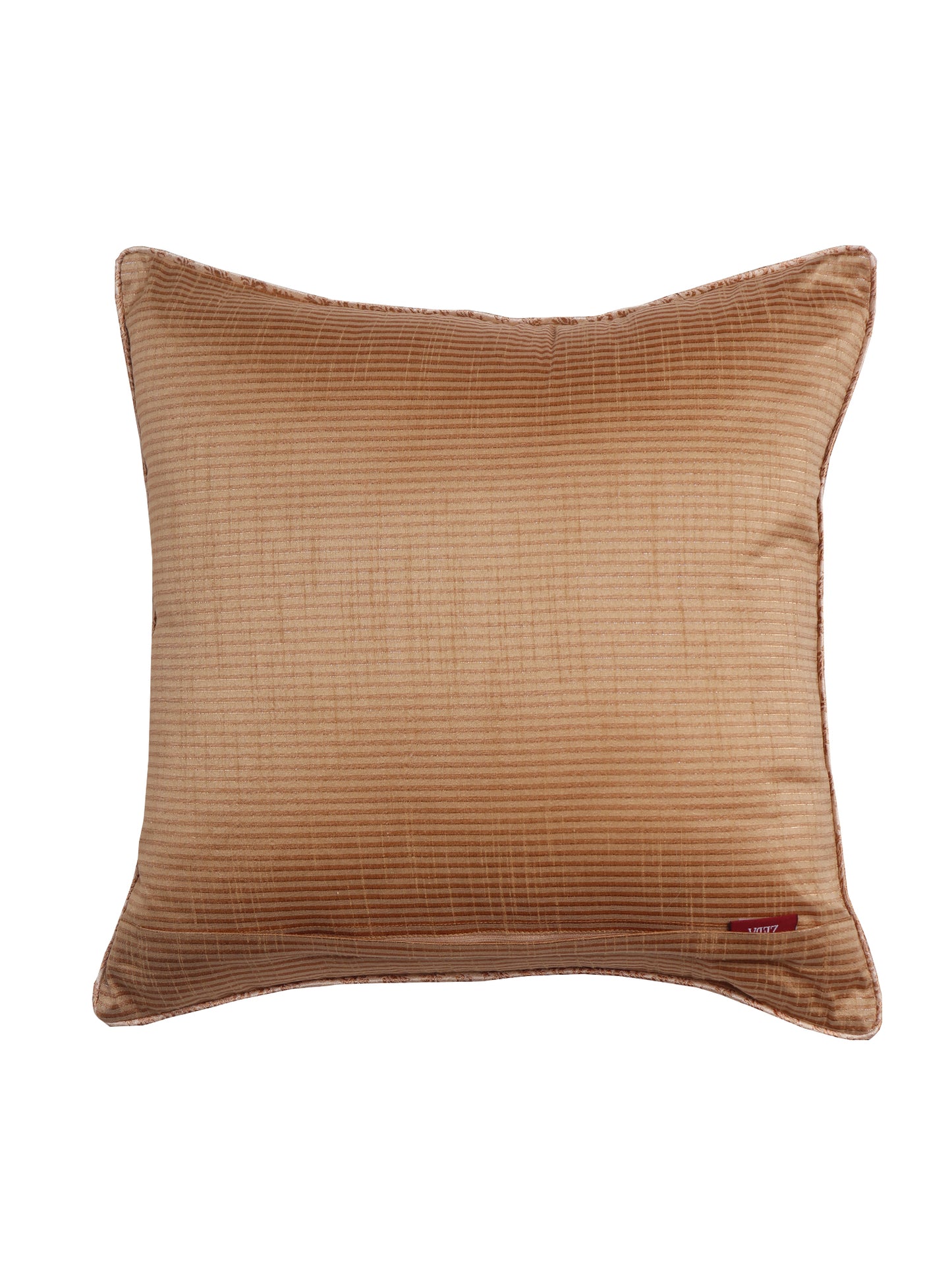 Cushion Cover Cotton Blend Self Textured Brocade Golden - 16" X 16"