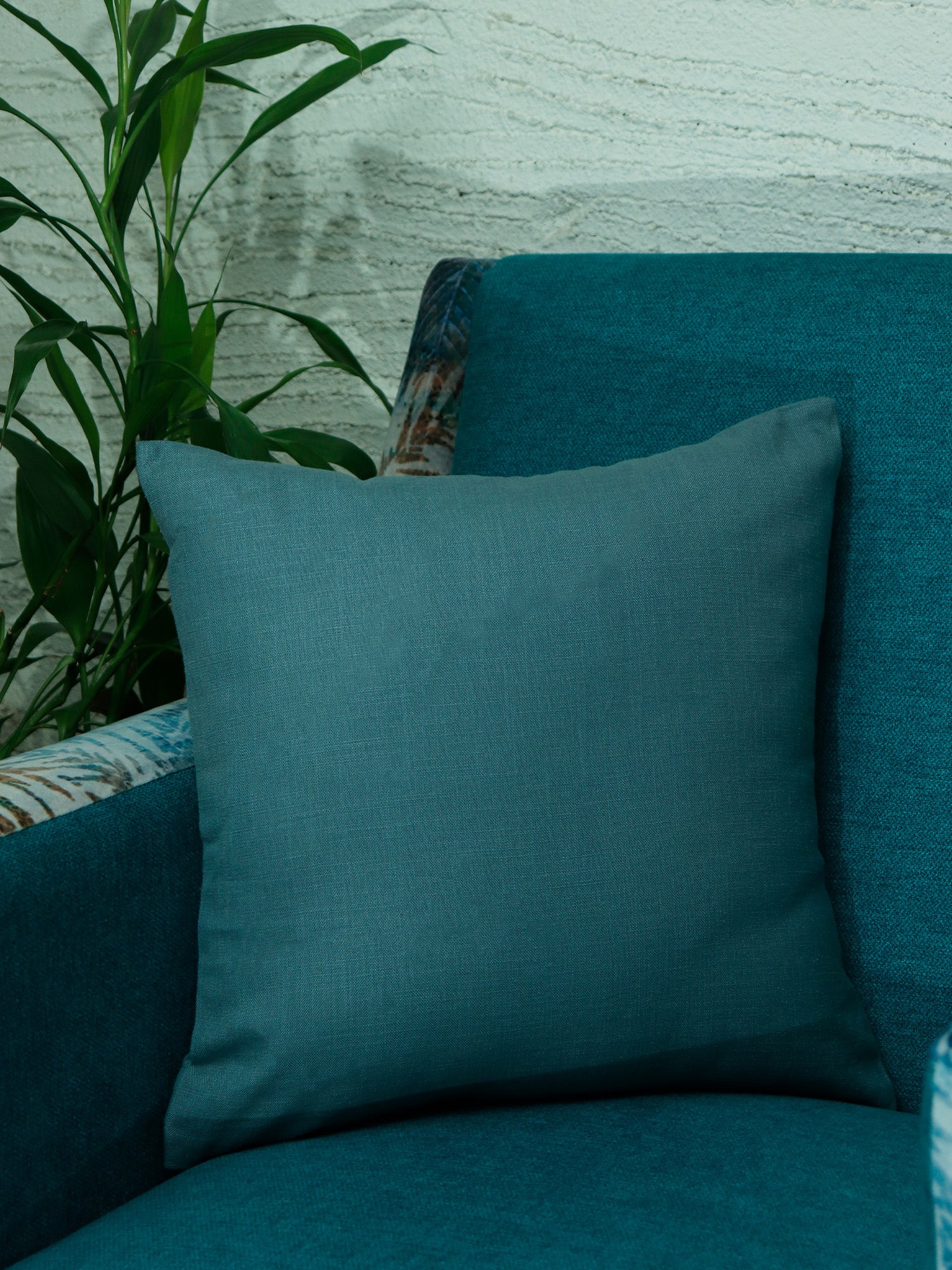 Cushion Cover Cotton Blend Solid Teal Blue - 16" X 16"