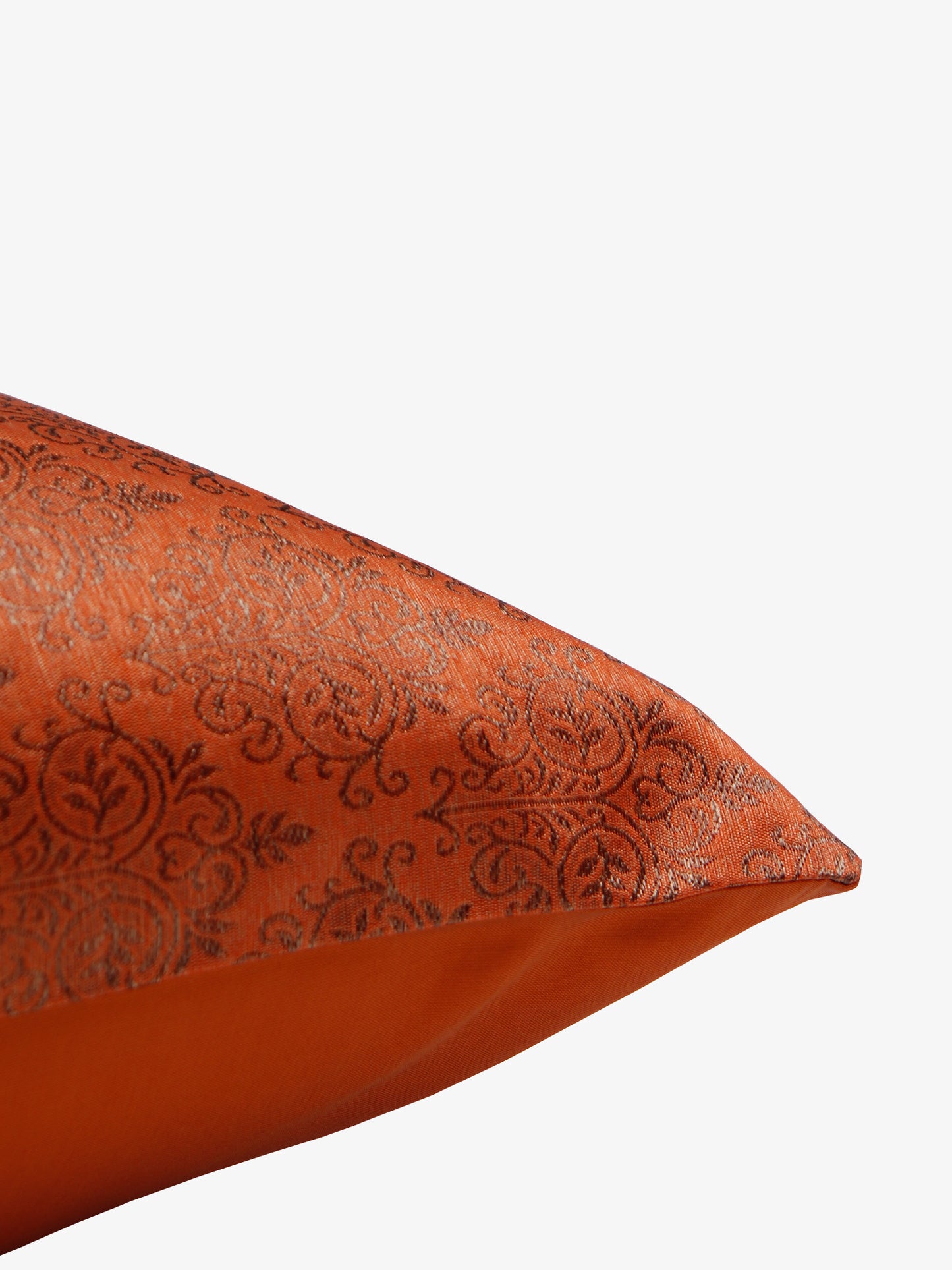 Cushion Cover Cotton Blend Self Textured Brocade Orange - 16" X 16"