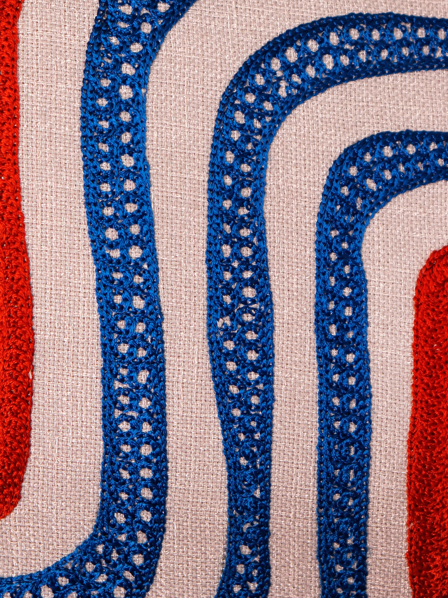 Cushion Cover Polycanvas Abstract Embroidery Blue - 12" x 22"