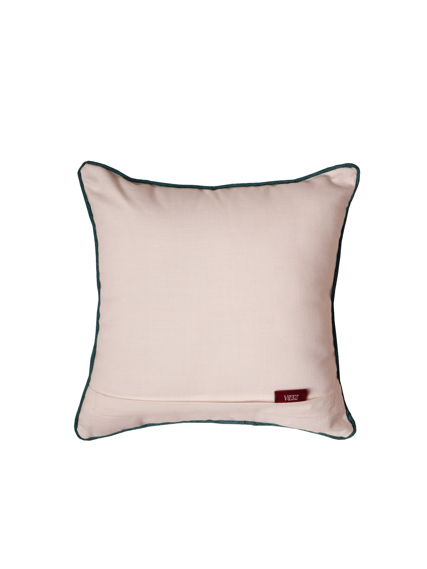 Cushion Cover Polyester Blend Embroidery with Chawal Taka and Piping White - 12"x 12"