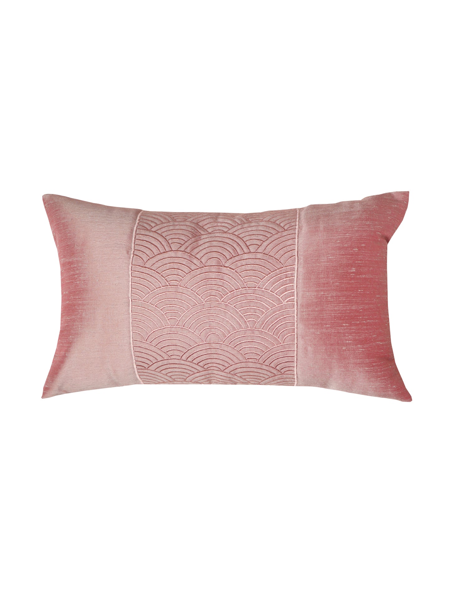 Cushion Cover Polyester Self Quilting with Embroidery Pink - 12"x 20"