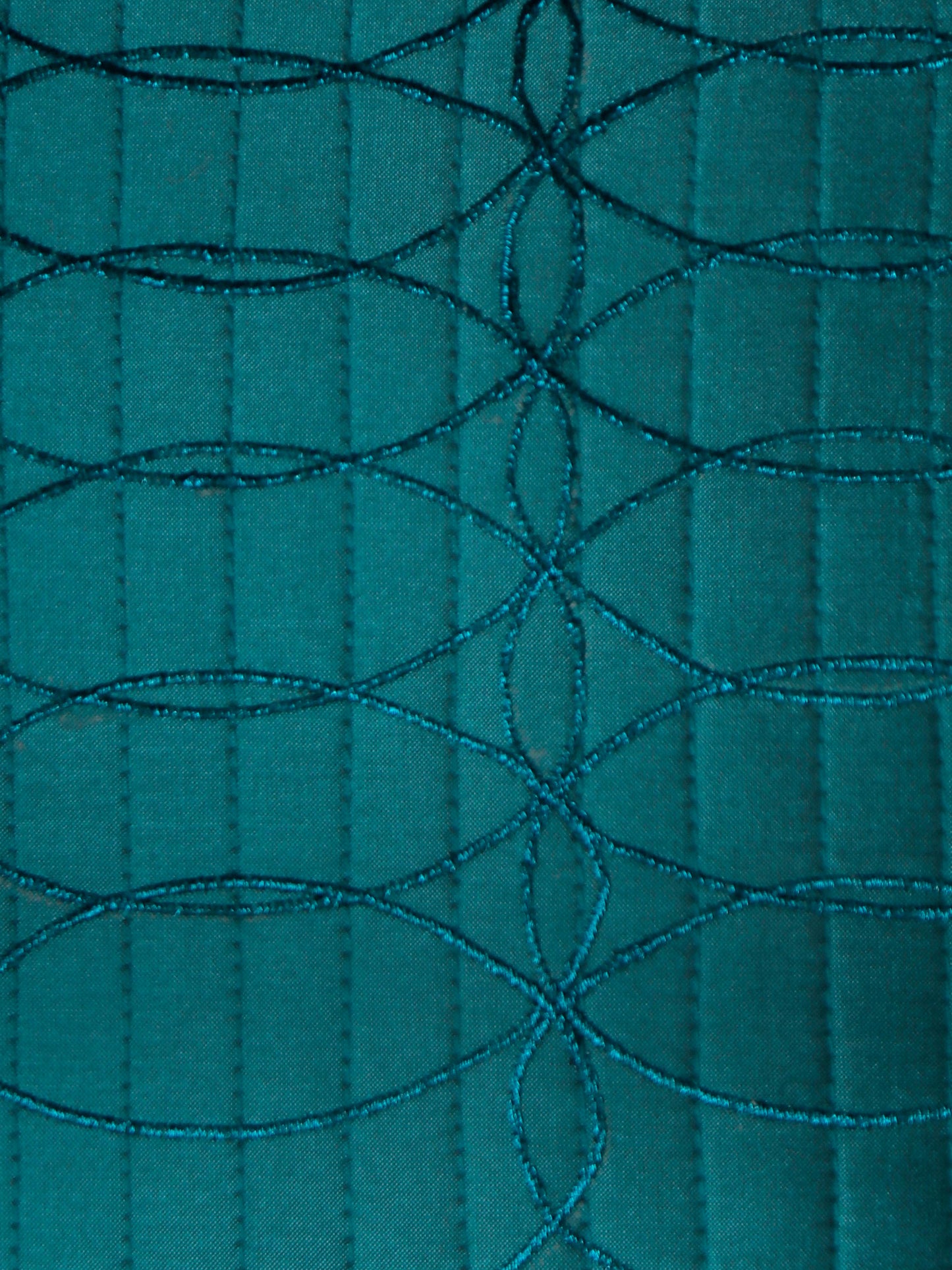 Cushion Cover Polyester Zari Embroidery with Self Quilting Aqua Green - 16"x 16"