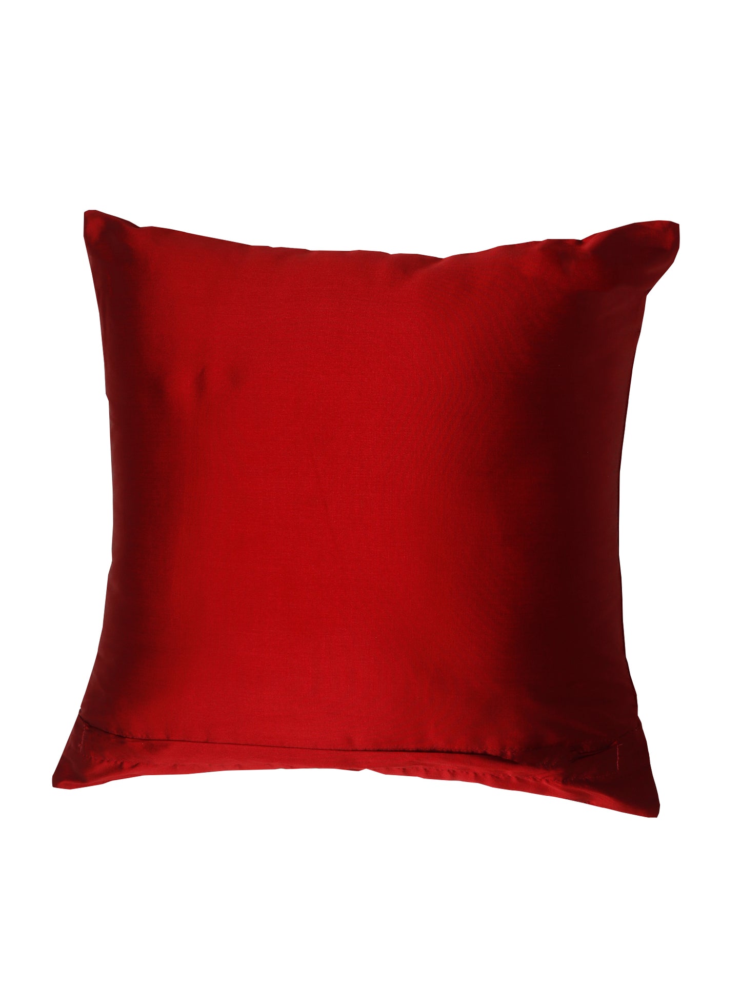 Cushion Cover Polyester Zari Embroidery with Self Quilting Red - 16"x 16"