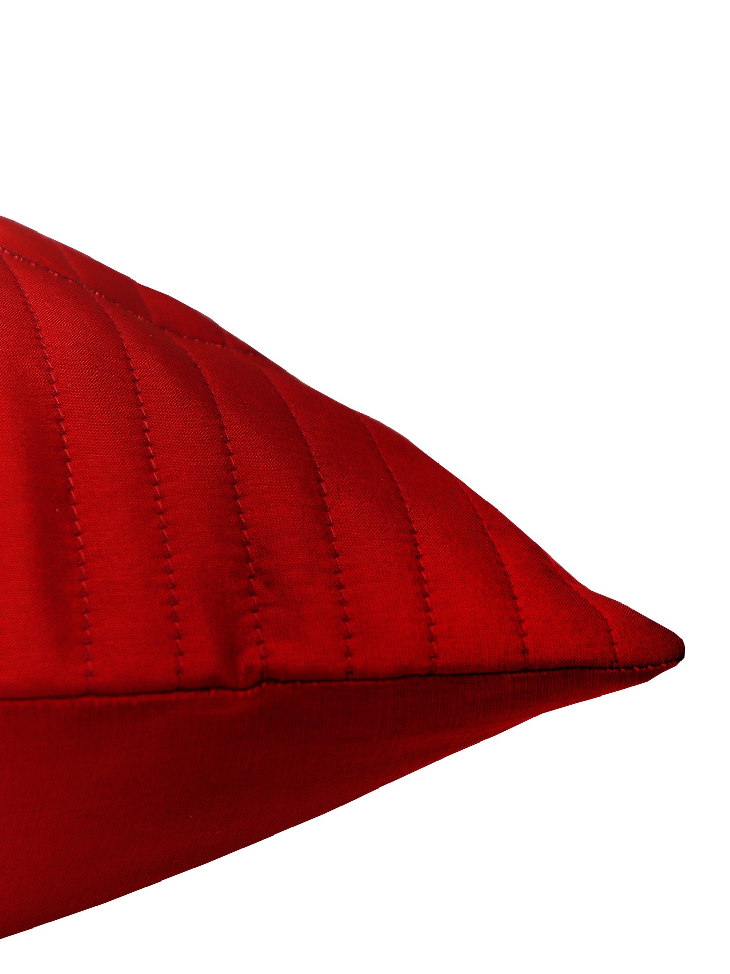 Cushion Cover Polyester Zari Embroidery with Self Quilting Red - 16"x 16"