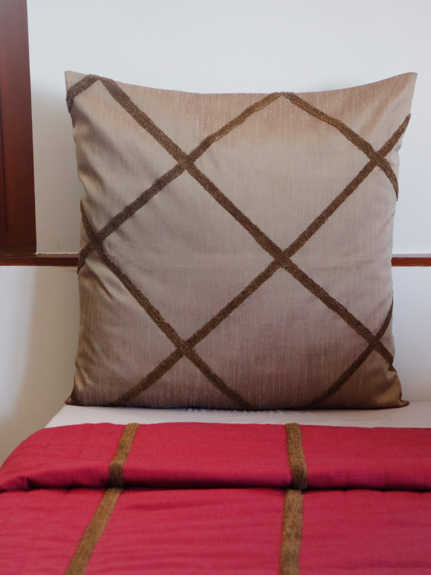Cushion Cover Polyester Blend Towel Embroidery Grey - 24" x 24"