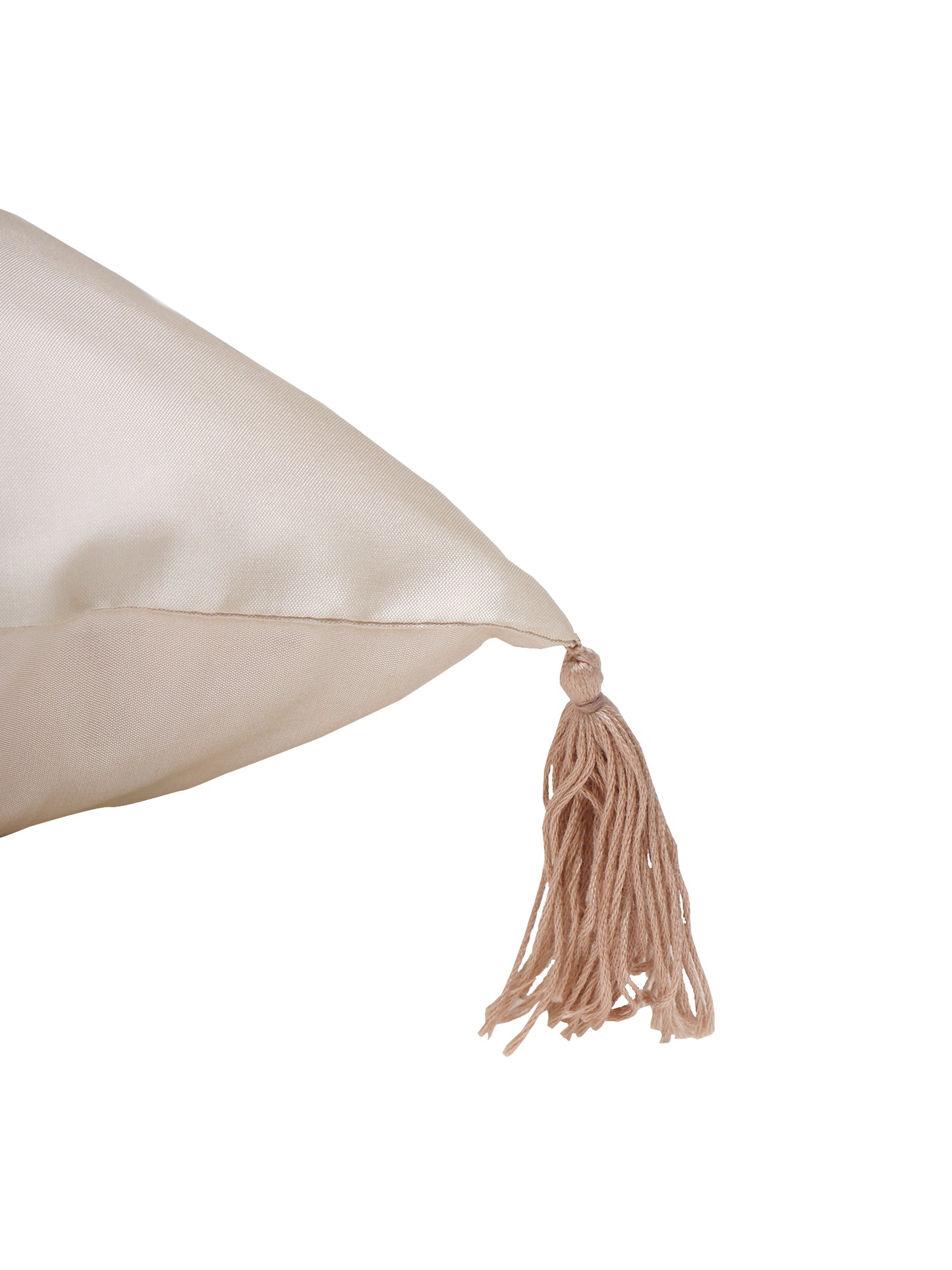 Cushion Cover Polyester Embroidery with Tassels Off White - 16" x 16"