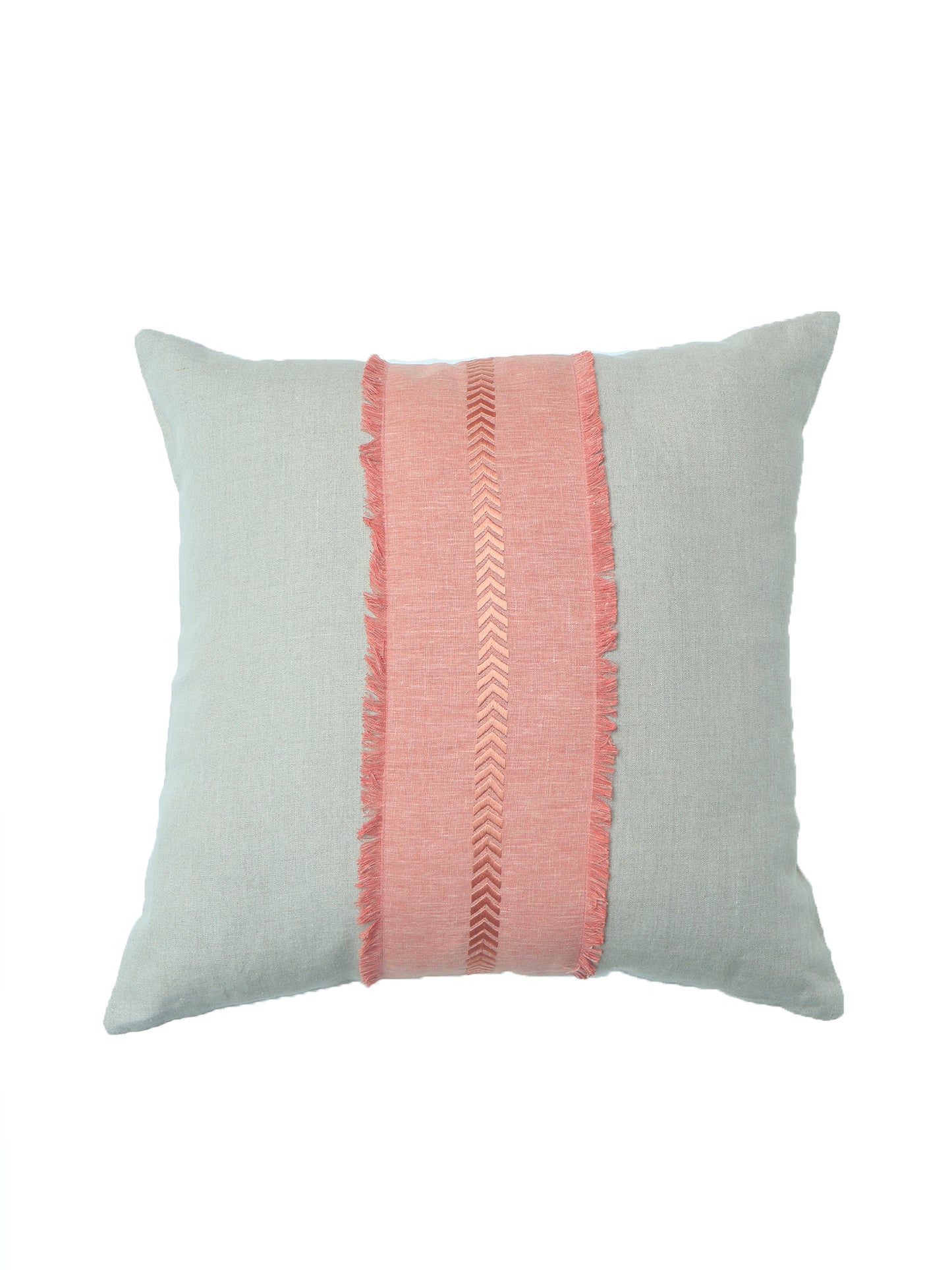 Cushion Cover Poly Canvas Patchwork with Embroidery White - 18" x 18"