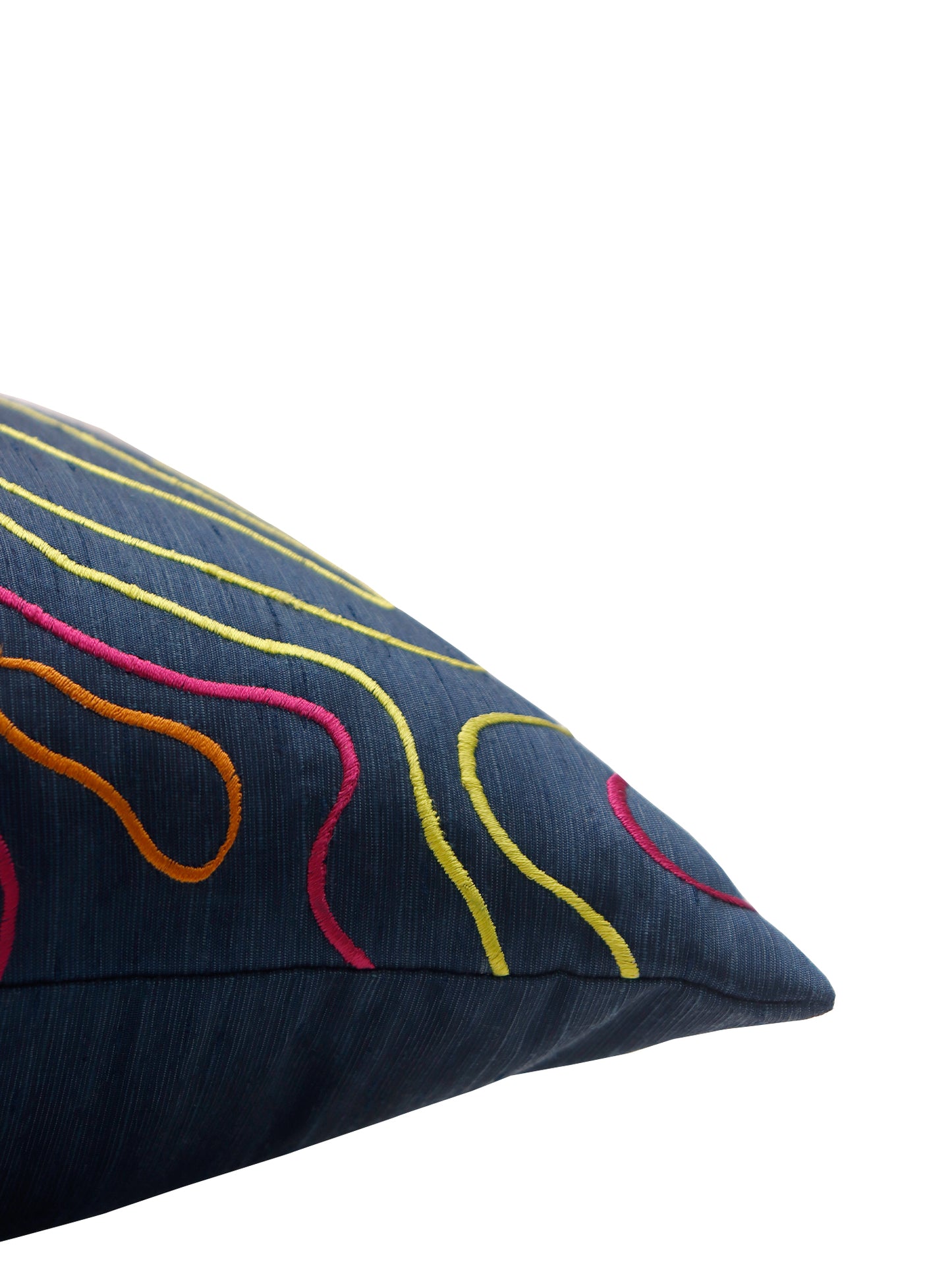 Cushion Cover Embroidery Quilted Polyester Blend Blue - 12" x 22"