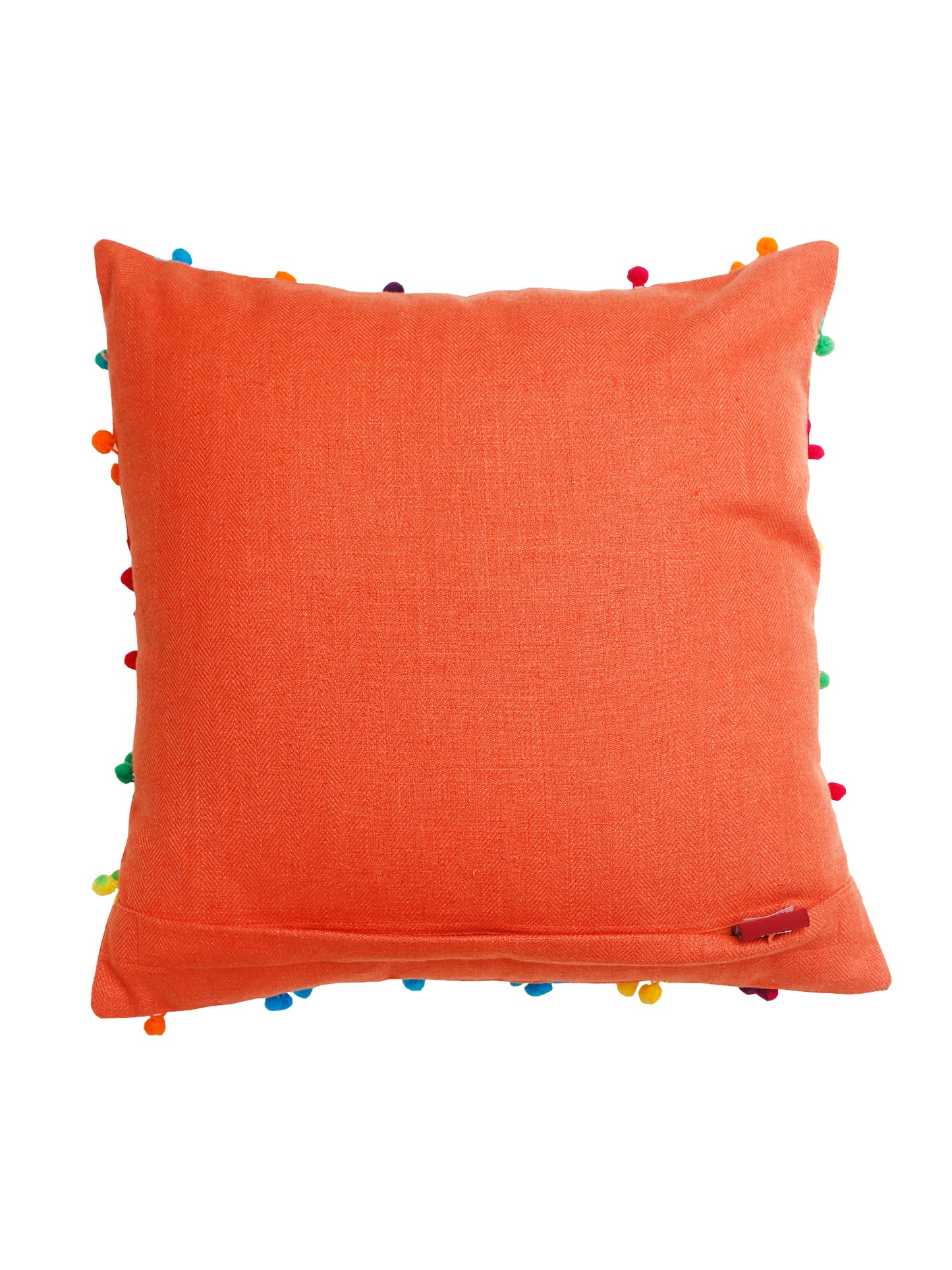 Cushion Cover Pompom Polyester Blend Orange - 16" x 16"