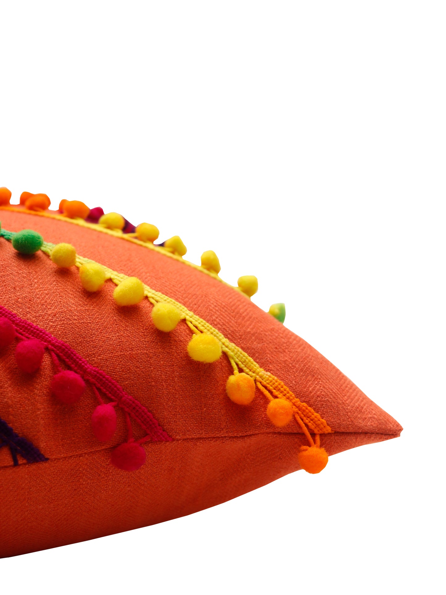 Cushion Cover Pompom Polyester Blend Orange - 16" x 16"