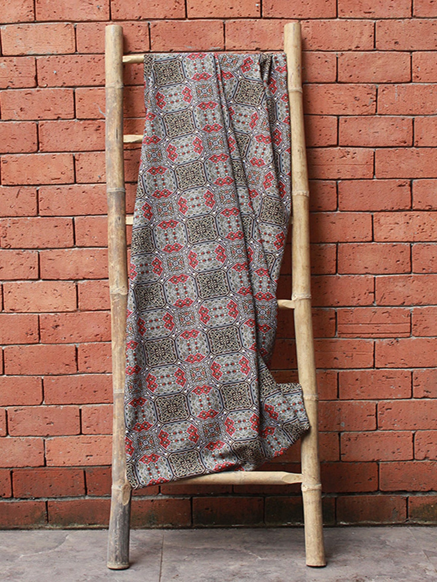 Fabric Cotton Blend Digital Printed Brown Red 54"
