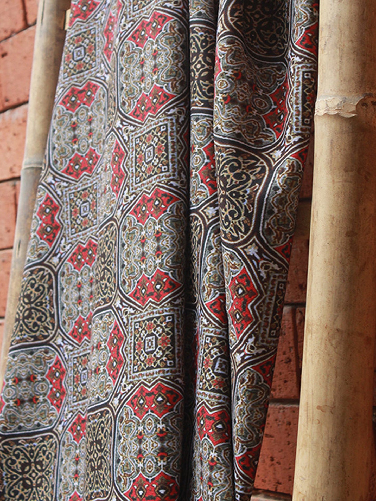 Fabric Cotton Blend Digital Printed Brown Red 54"