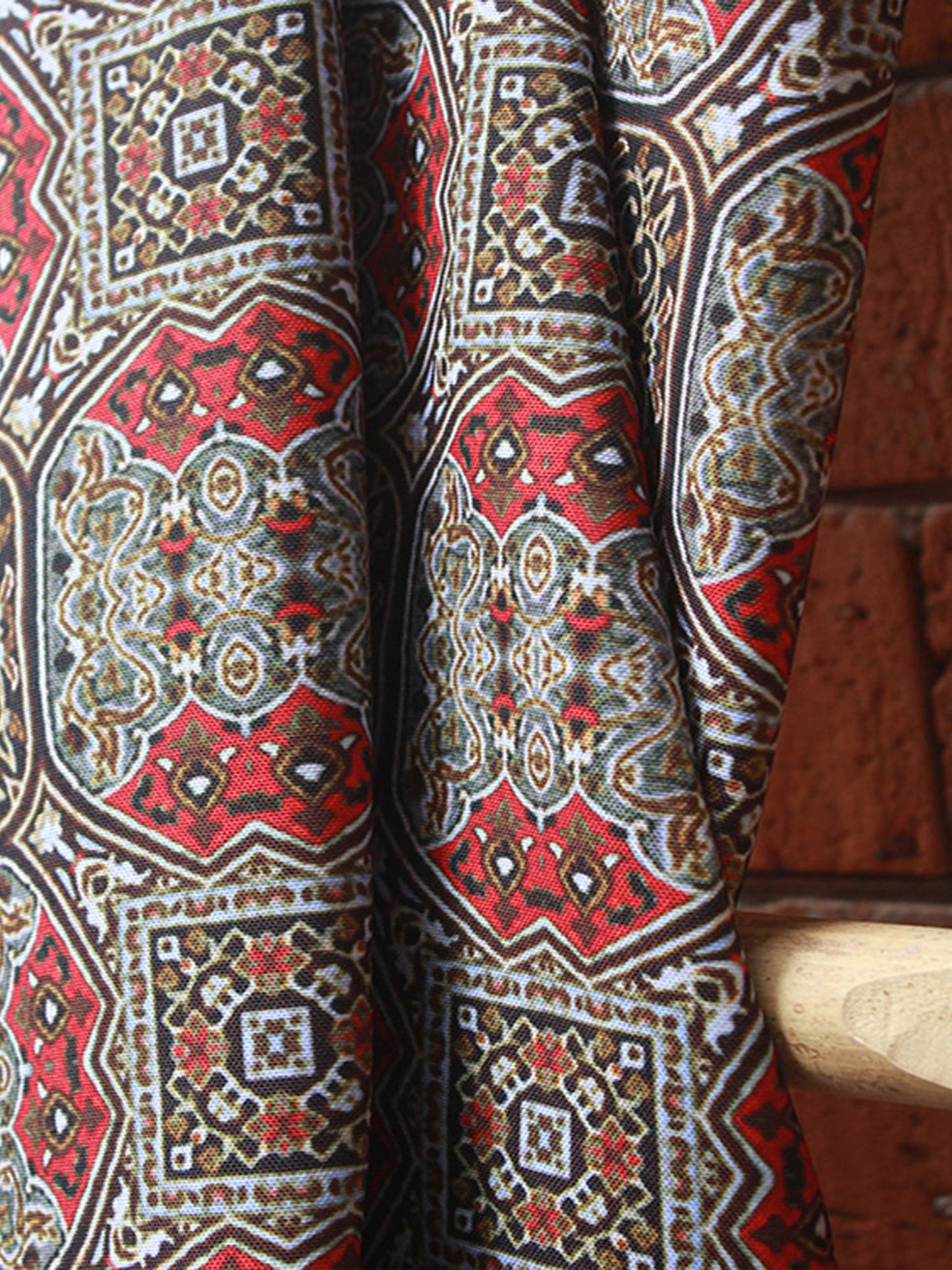 Fabric Cotton Blend Digital Printed Brown Red 54"