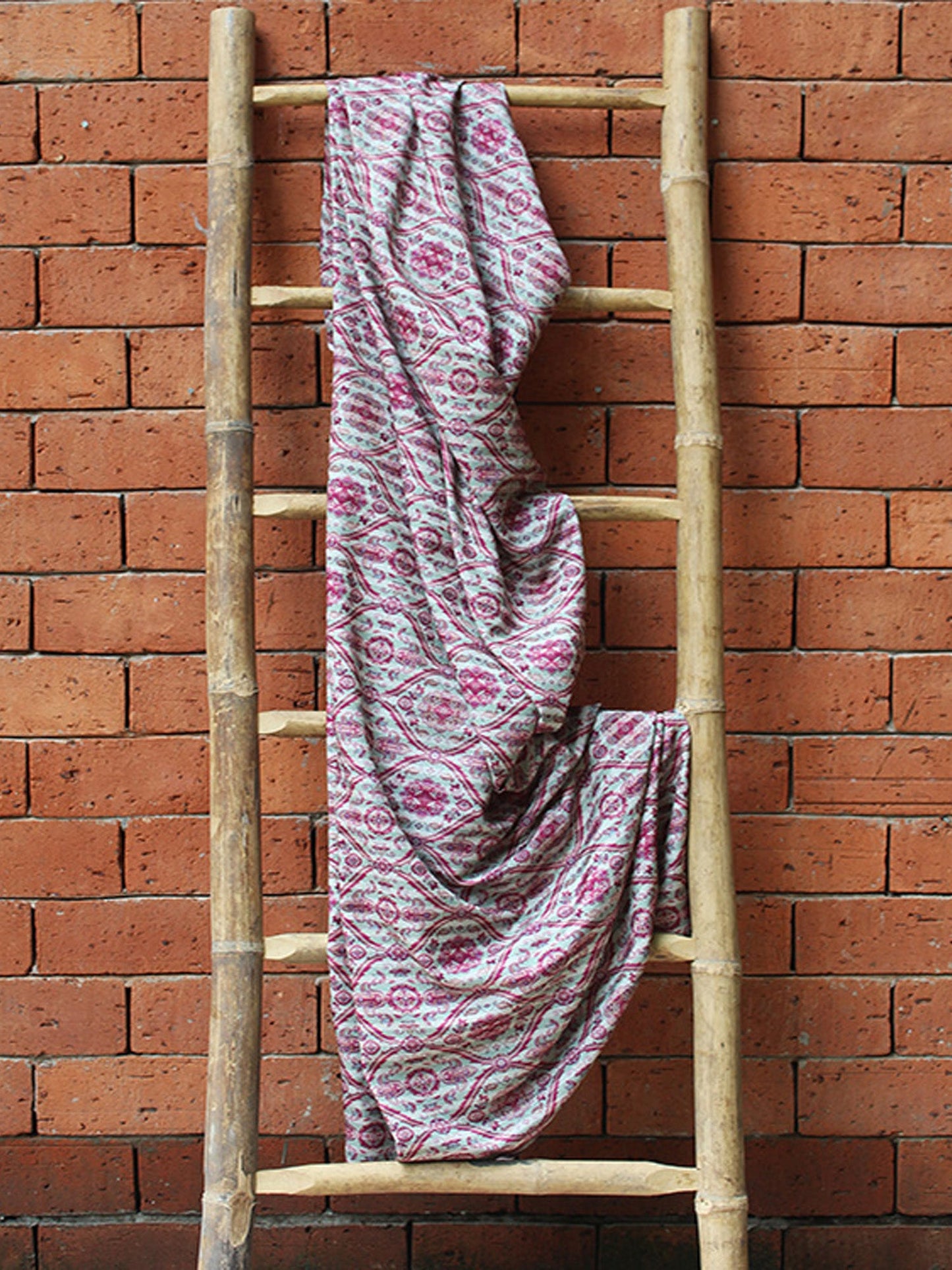 Fabric Cotton Blend Digital Printed Grey Maroon 54"