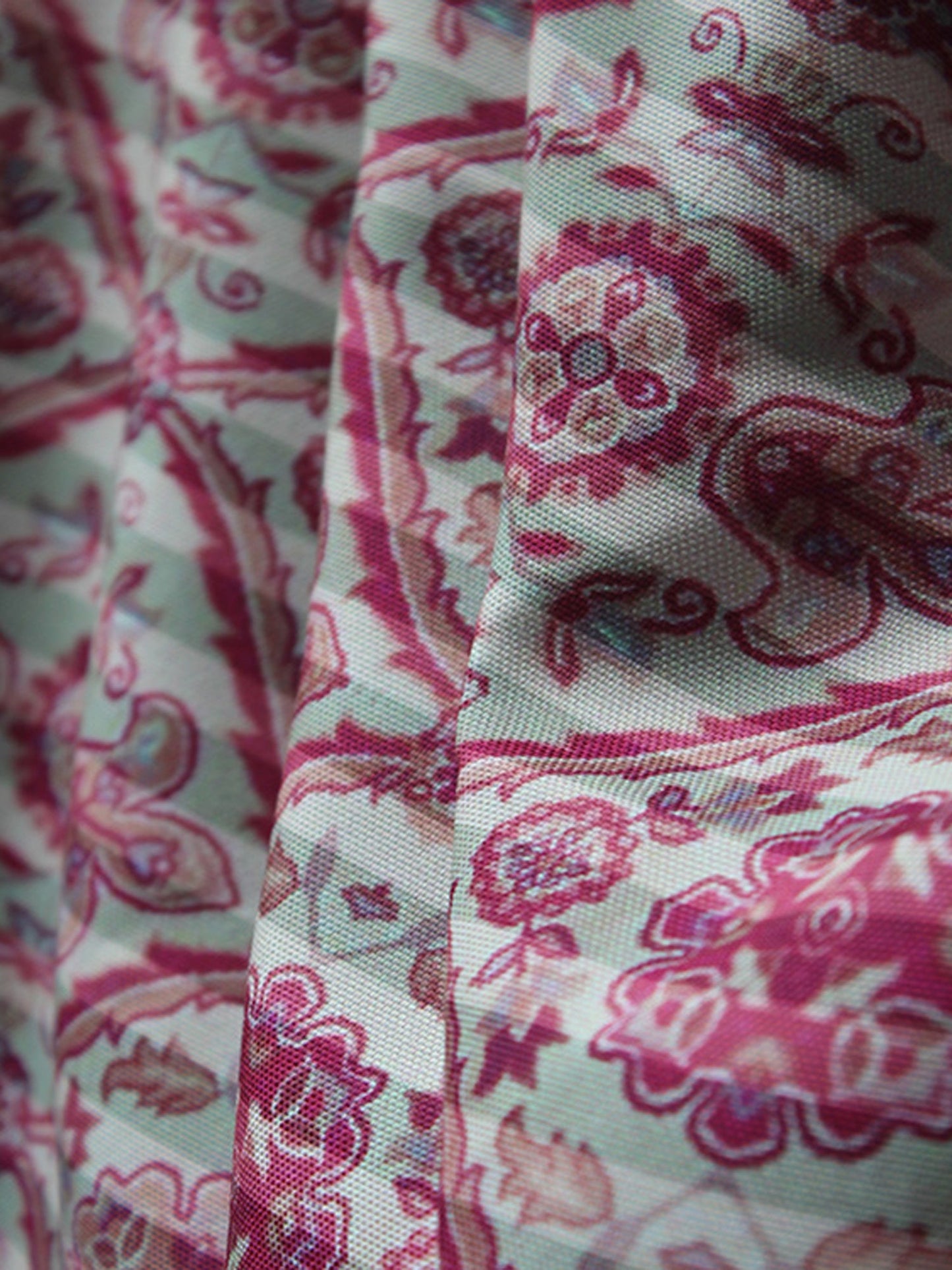 Fabric Cotton Blend Digital Printed Grey Maroon 54"