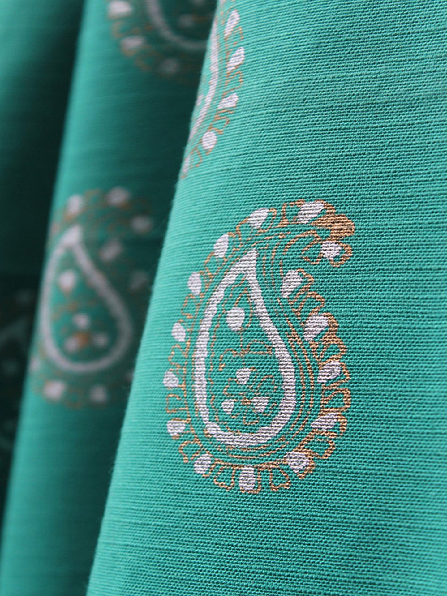 Fabric Cotton Blend Block Printed Green 54"