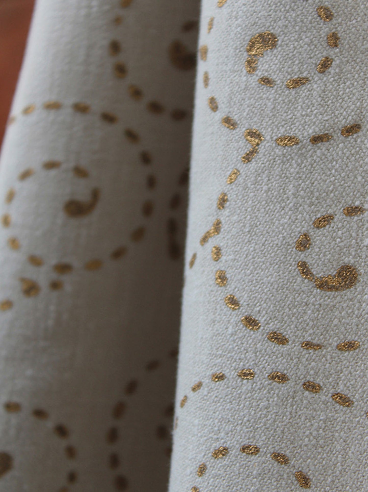 Fabric Cotton Blend Block Printed Beige Gold 54"