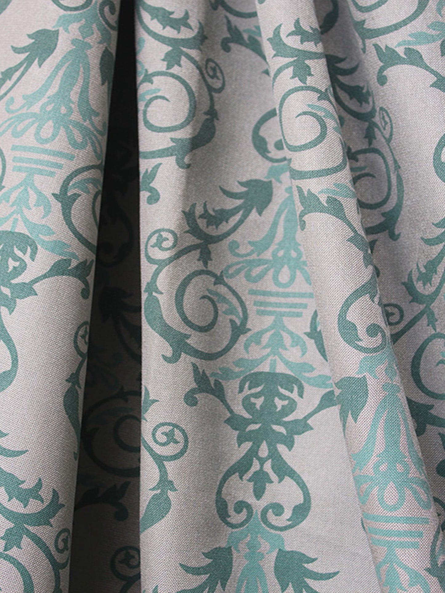 Fabric Cotton Blend Screen Printed Grey Light Blue 54"