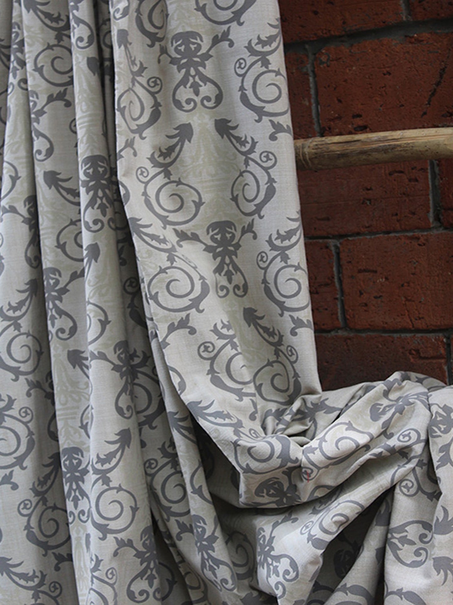 Fabric Cotton Blend Screen Printed Grey 54"
