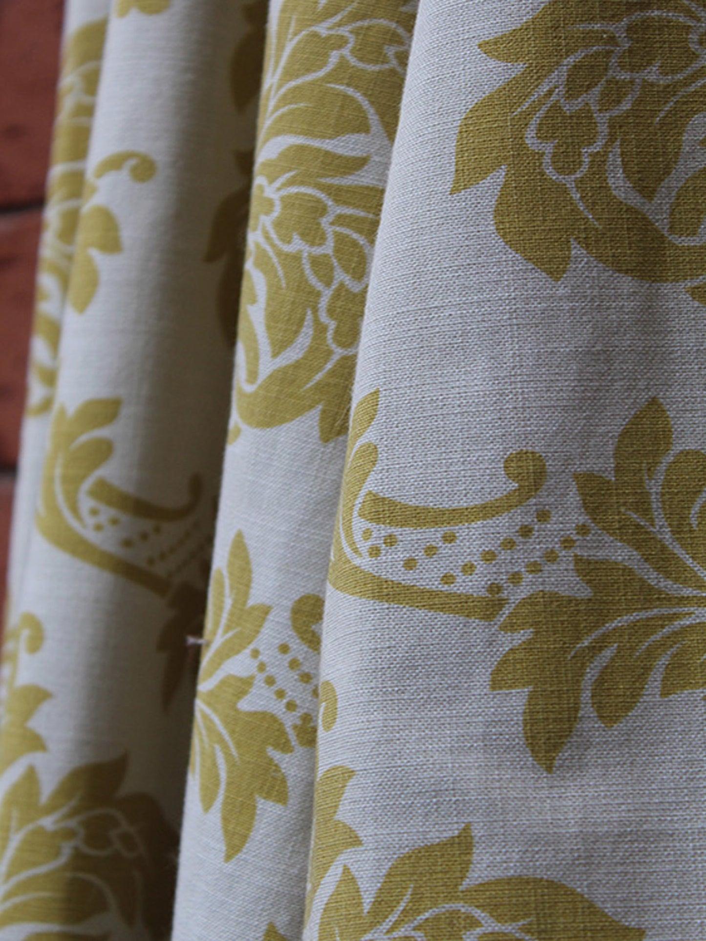 Fabric Cotton Blend Screen Printed Beige Sage Green 54"