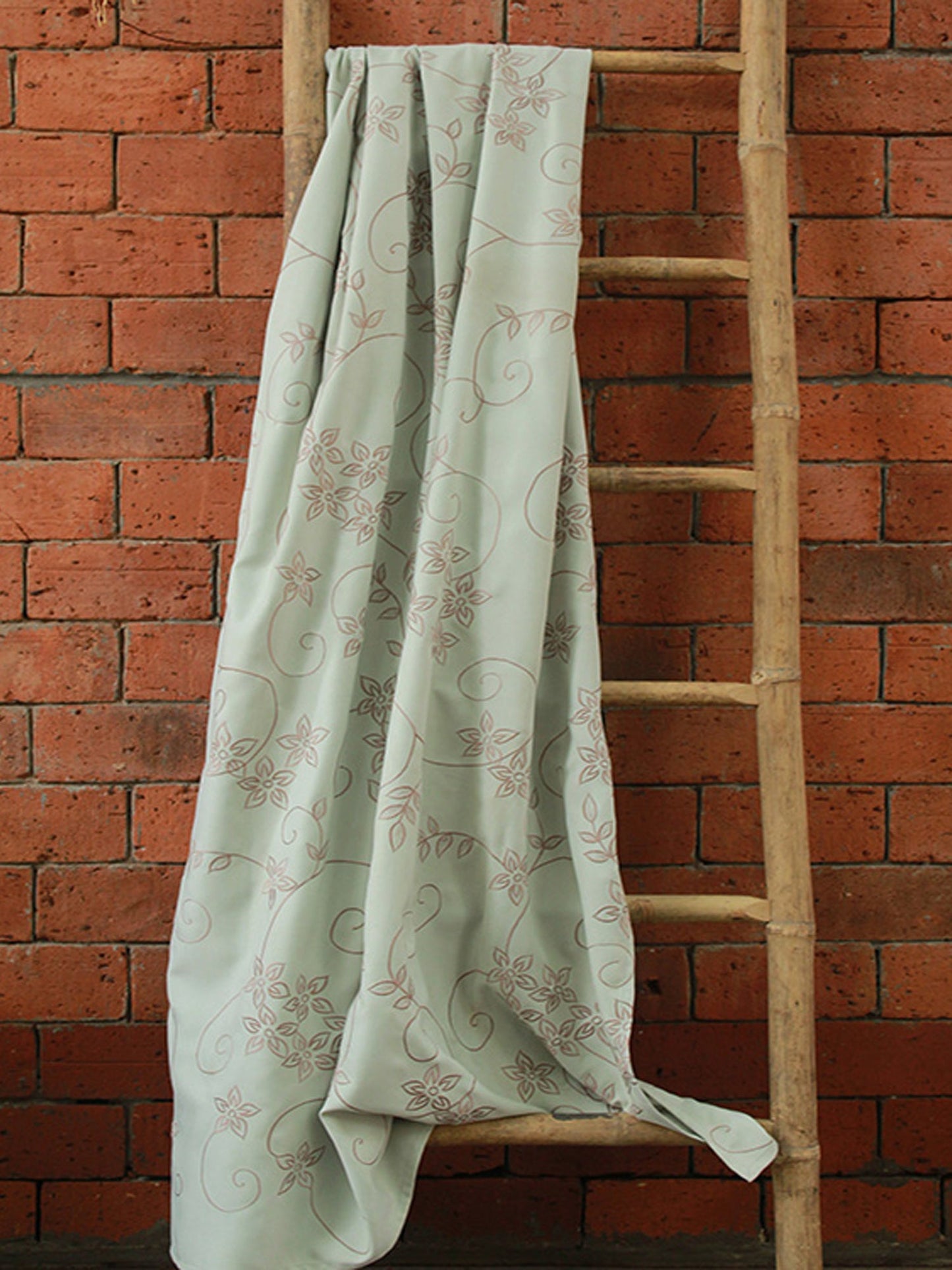 Fabric Polyester Blend Embroidered Sage Green 52"