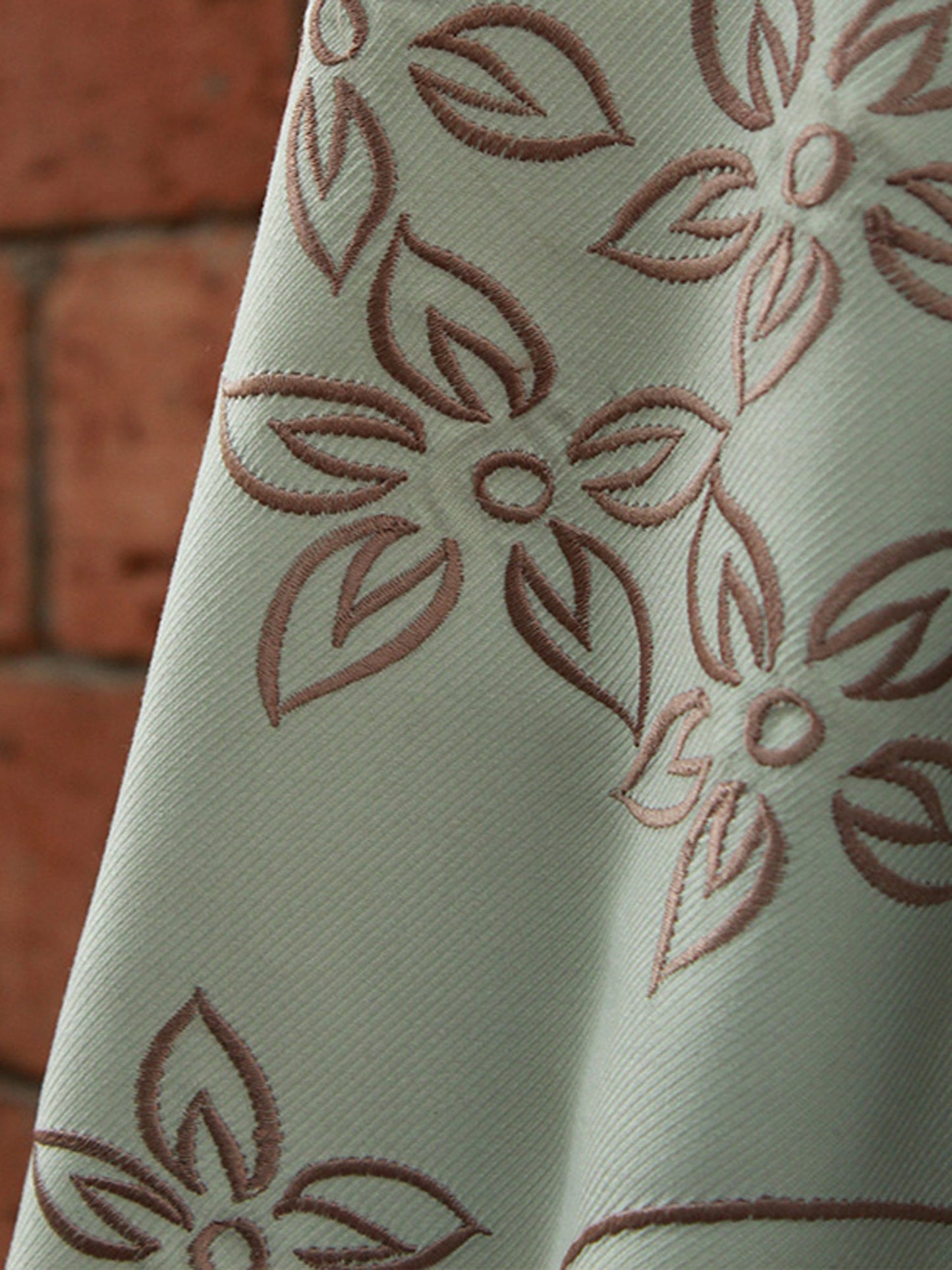 Fabric Polyester Blend Embroidered Sage Green 52"