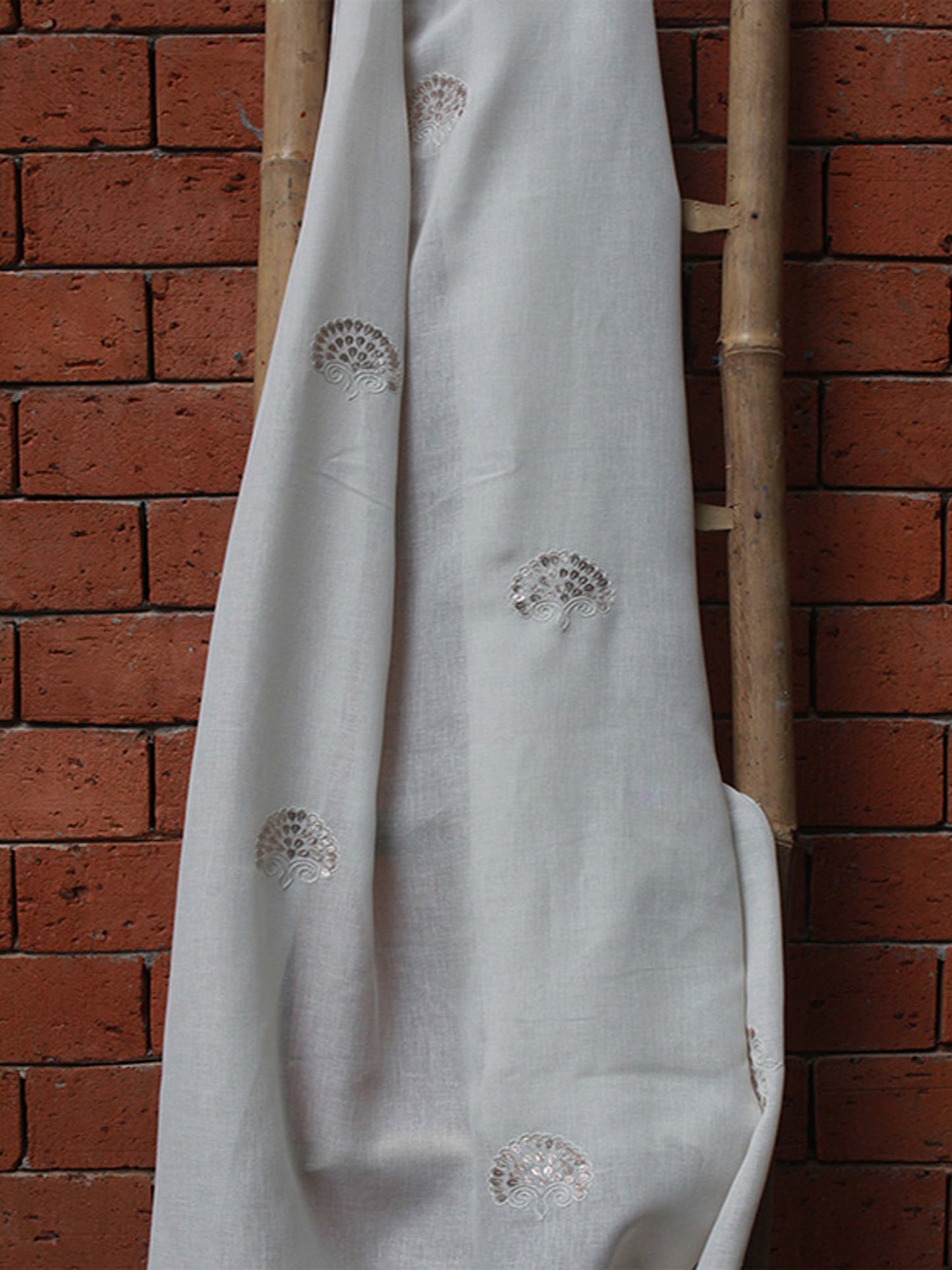 Fabric Linen Blend Hand embroidered linen blend Grey 52"