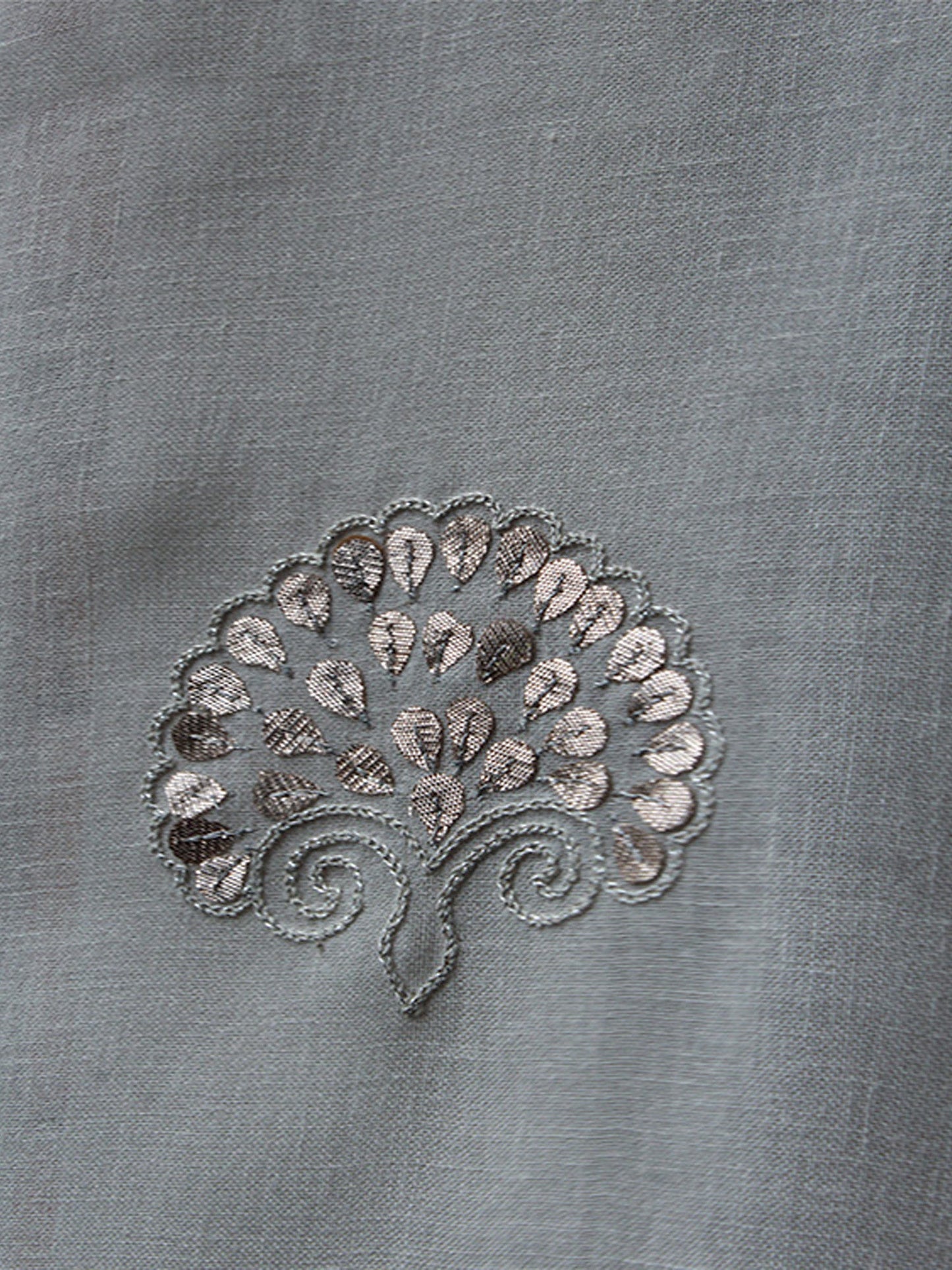 Fabric Linen Blend Hand embroidered linen blend Grey 52"
