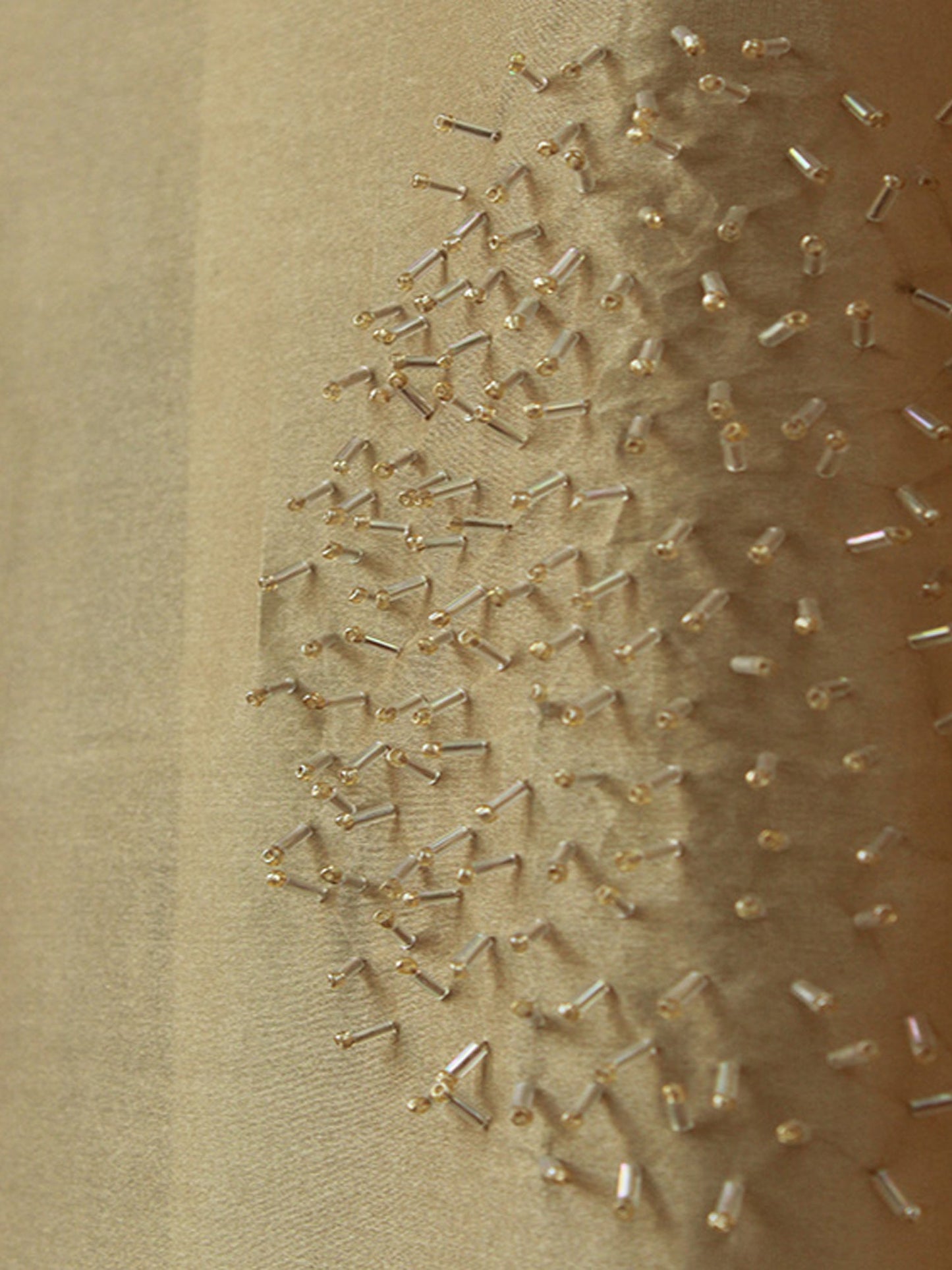 Fabric Silk Hand Embroidered Golden 52"