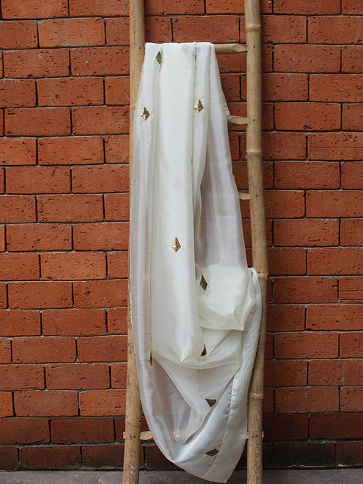 Fabric 100% Polyester Hand Embroidered Offwhite 52"