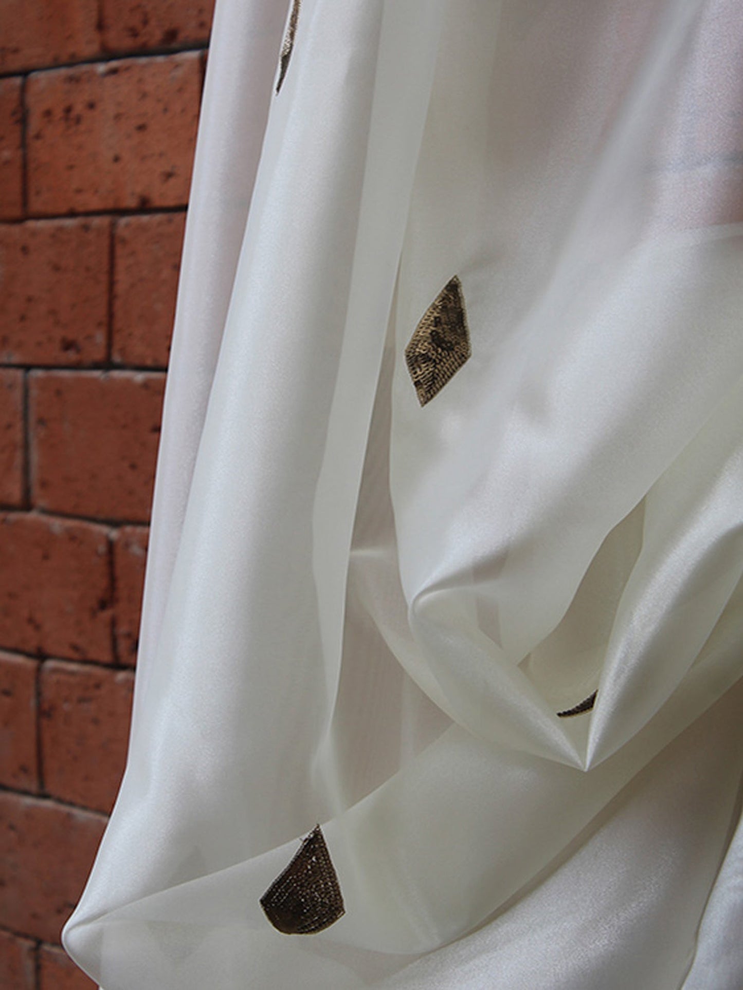 Fabric 100% Polyester Hand Embroidered Offwhite 52"